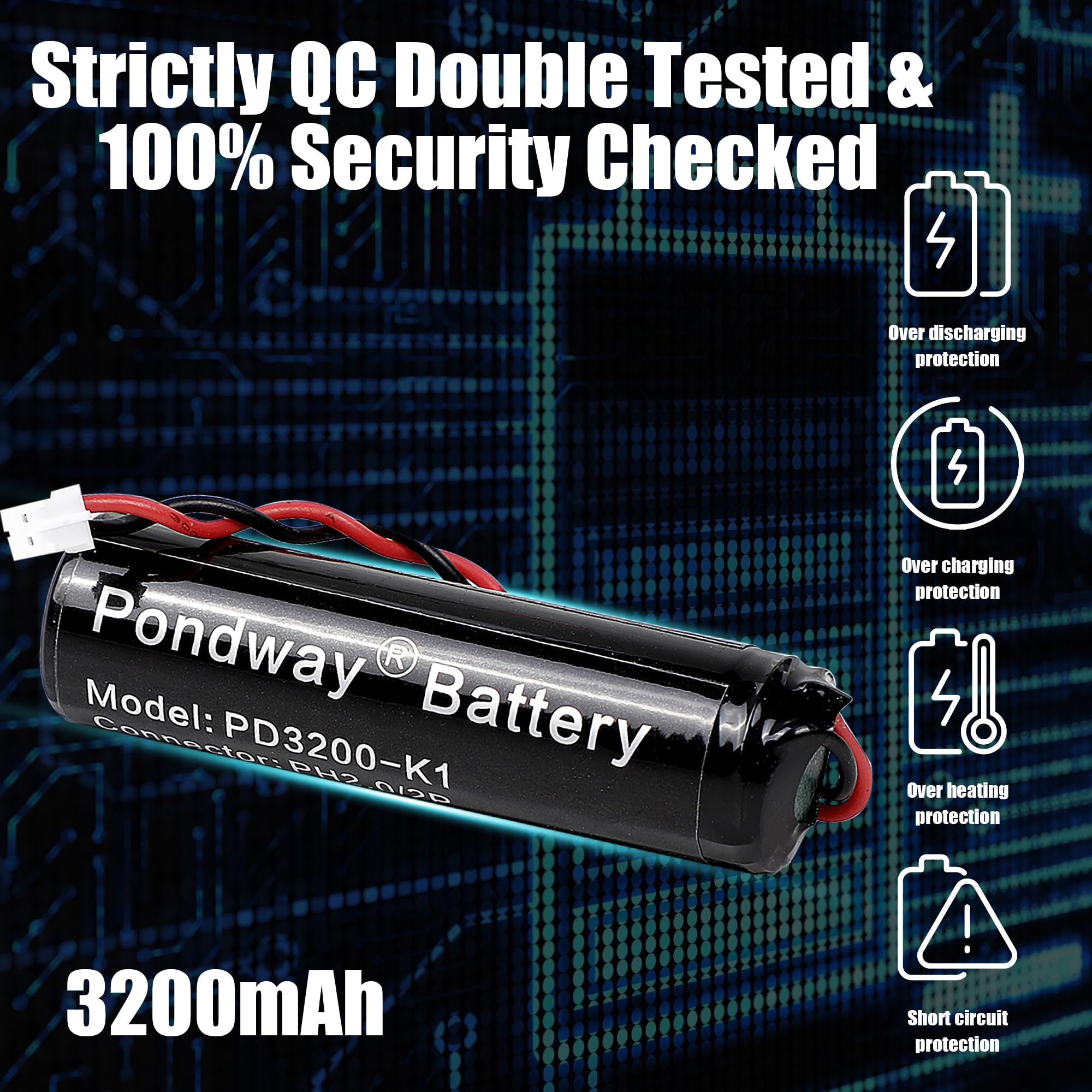 3200mAh 3.7V Batterie pour Amplificateur Kamera Alarmsystem électroniques | DIY appareils Bluetooth Lautsprecher Lithium-ion Batterie avec Prise PH2.0 2Pin connecteur