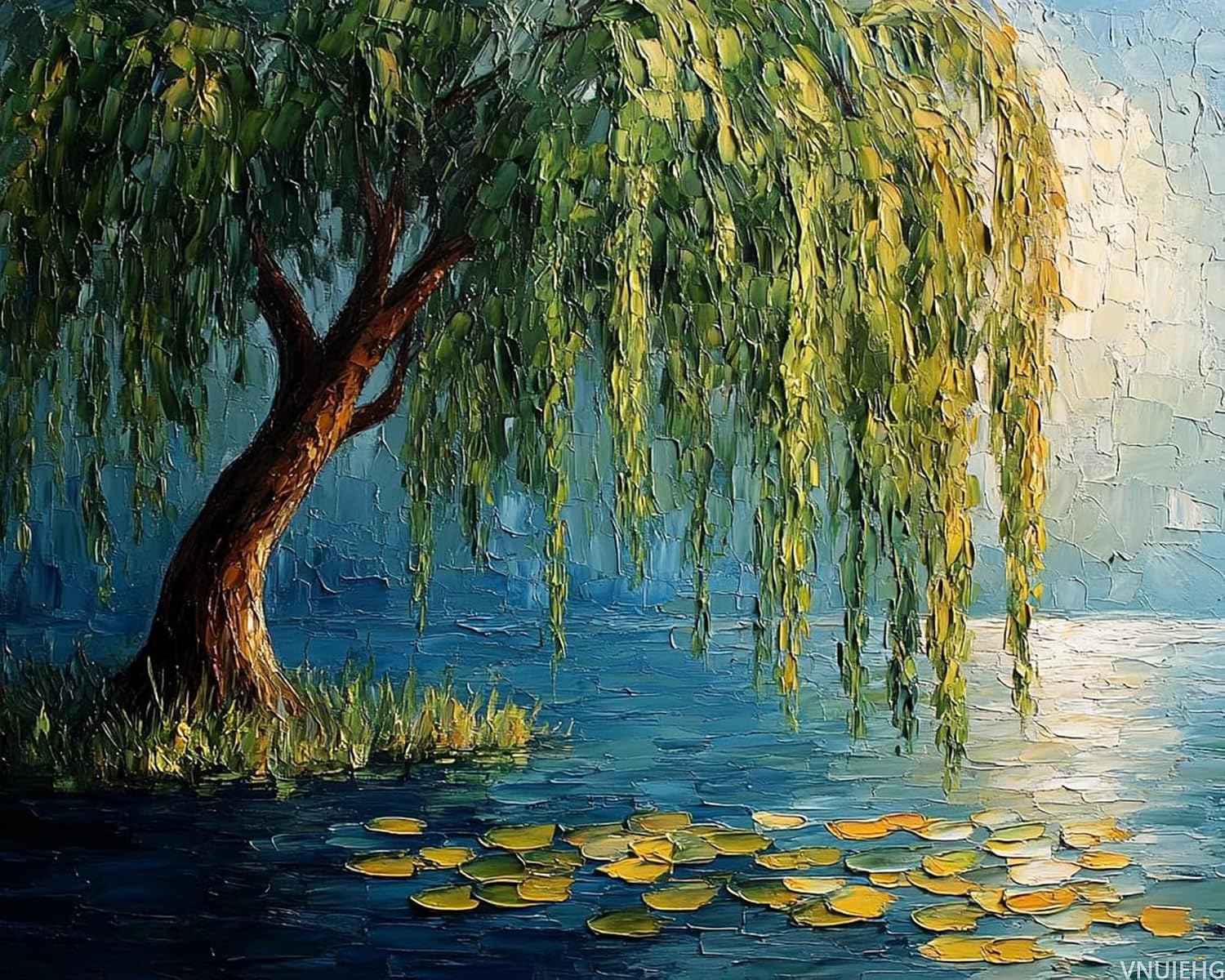 VNUIEHG Paint by Numbers, Willow Tree Draped Over Quiet Pond, Adult Crafts Adult Paint by Number Kits, Arts Crafts for Home Decor(No Frame, 16x20 inch)