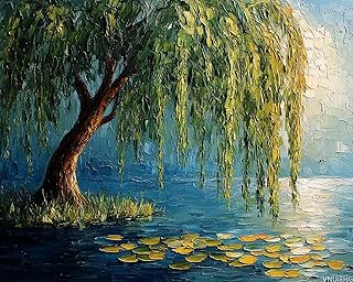 VNUIEHG Paint by Numbers, Willow Tree Draped Over Quiet Pond, Adult Crafts Adult Paint by Number Kits, Arts Crafts for Home Decor(No Frame, 16x20 inch)