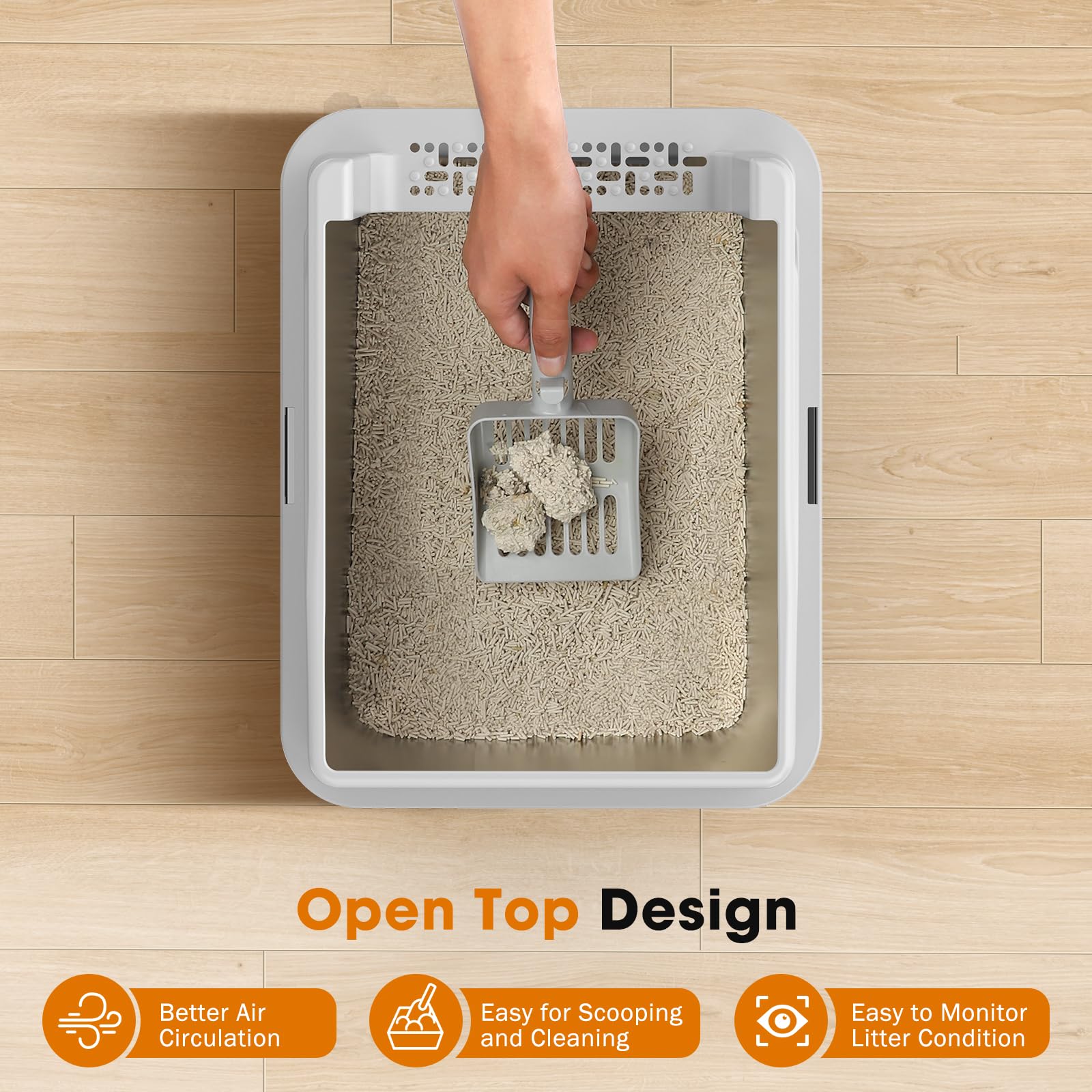 2PACK Stainless Steel Cat Litter Box with Lid, High-Sided Metal Litter Pan for Small Cats, Kitty Litter Box, Non-Stick & Odor-Resistant, Anti-Urine Leakage, Easy to Clean, Scoop Included - image 7