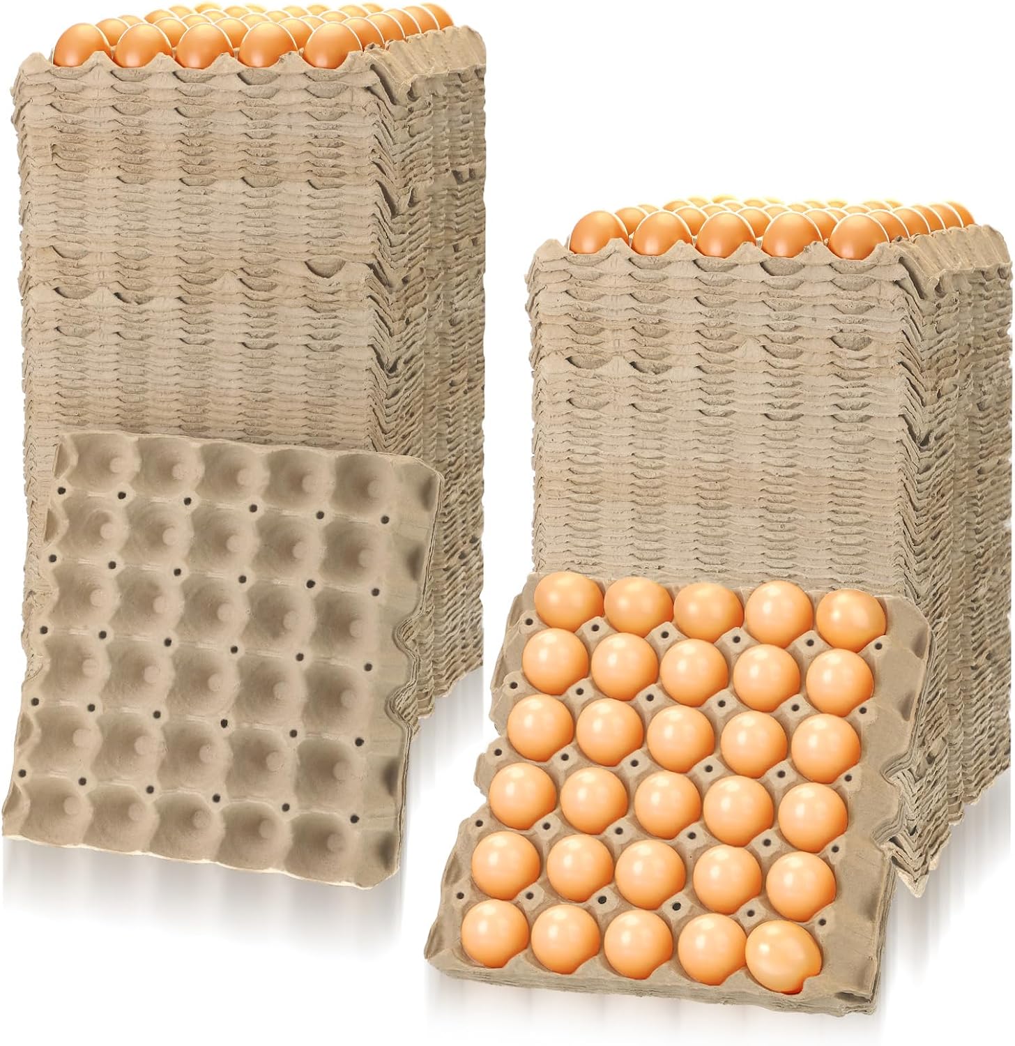Estune 120 Pack Egg Cartons Crates Bulk 30 Cell Pulp Fiber Egg Flats Reusable Stackable Cardboard Tray for Home Storing Packing Roach Colony Soundproofing