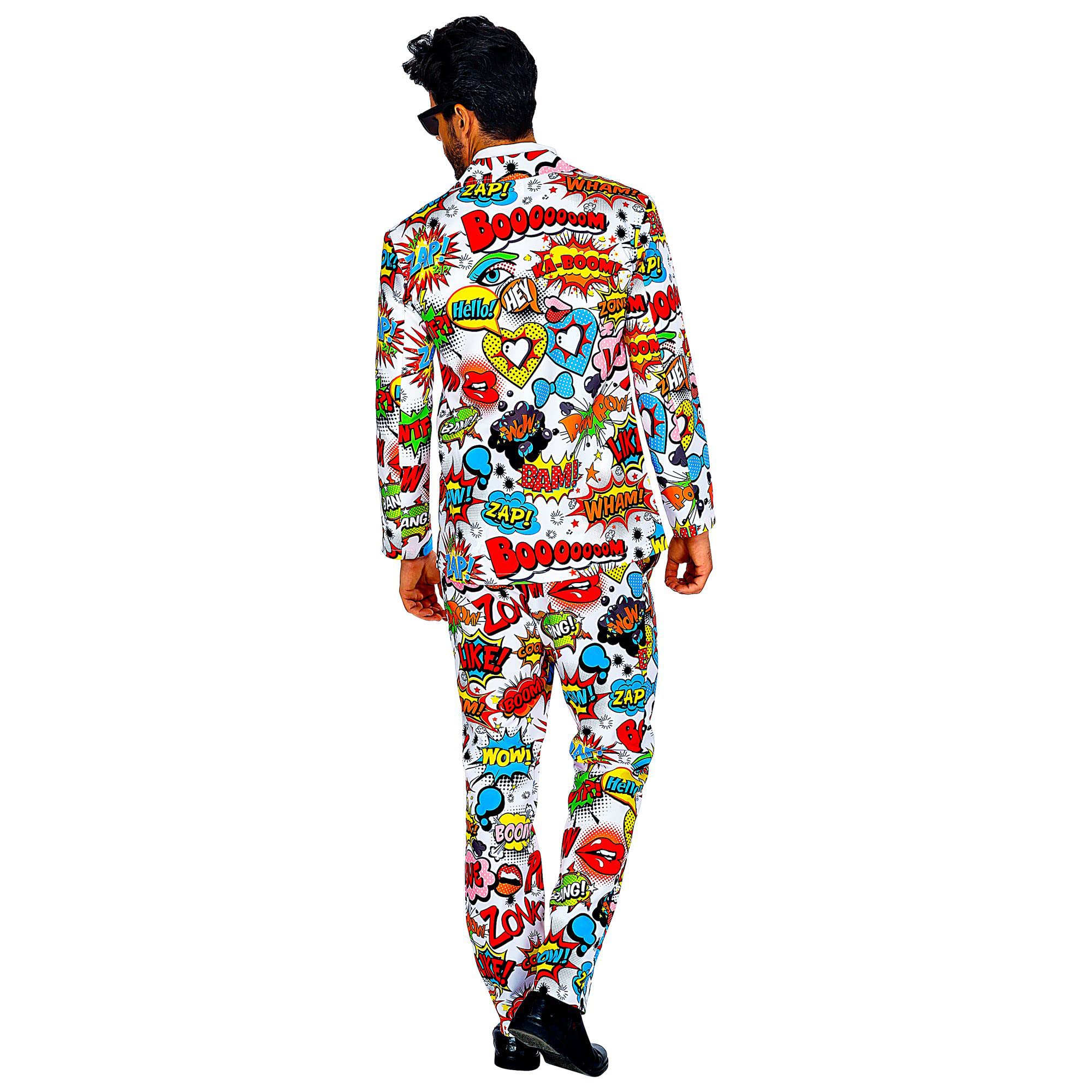 W WIDMANN MILANO Party Fashion - Abito da uomo anni '60 | Giacca retrò con pantaloni, look da fumetto, stile Pop Art, per Carnevale, feste a tema ed eventi anni '60