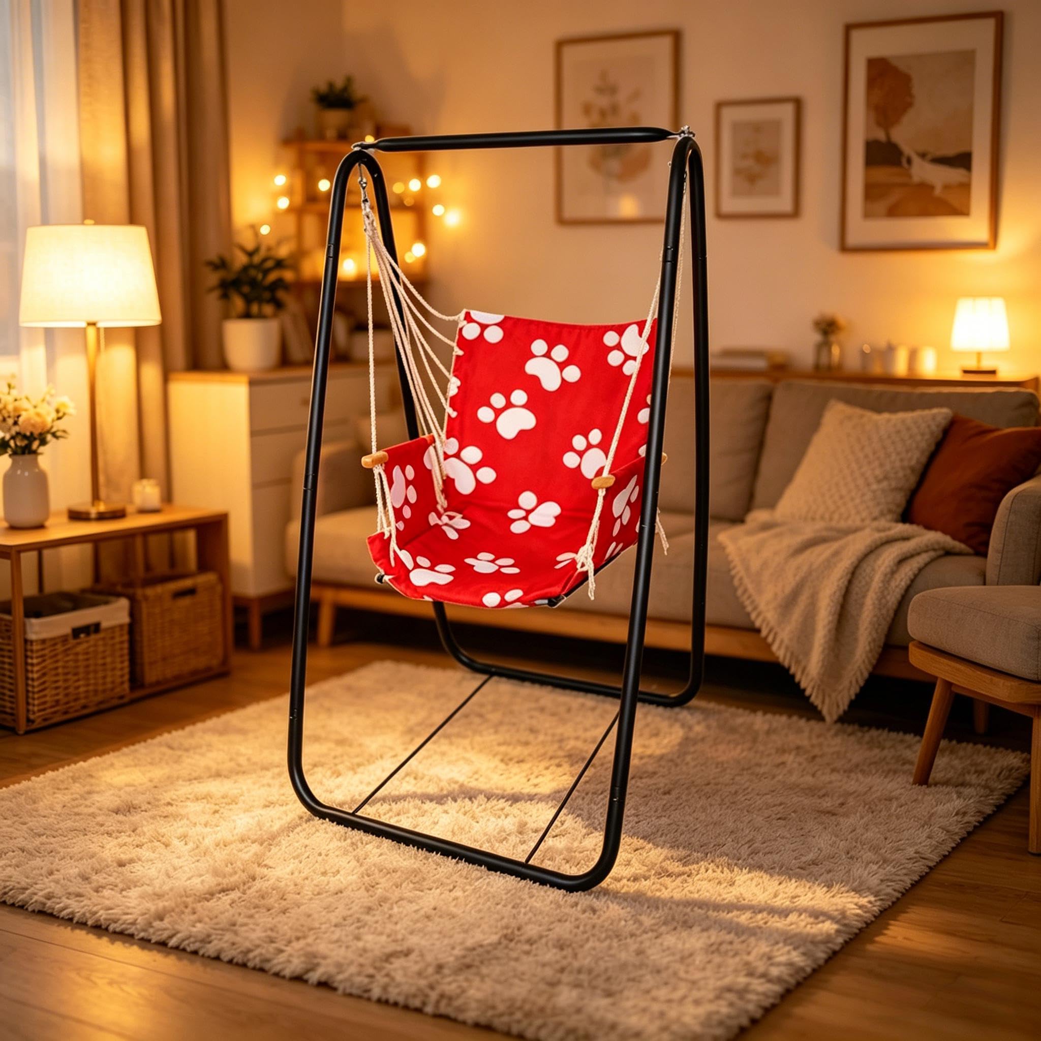 A-shaped Hammock Stand, Portable Hammock Chair Stand, Max Load 330lbs, Heavy Duty Foldable Hammock Frame for Indoor or Outdoor Garden (Hammock Chair not Included)