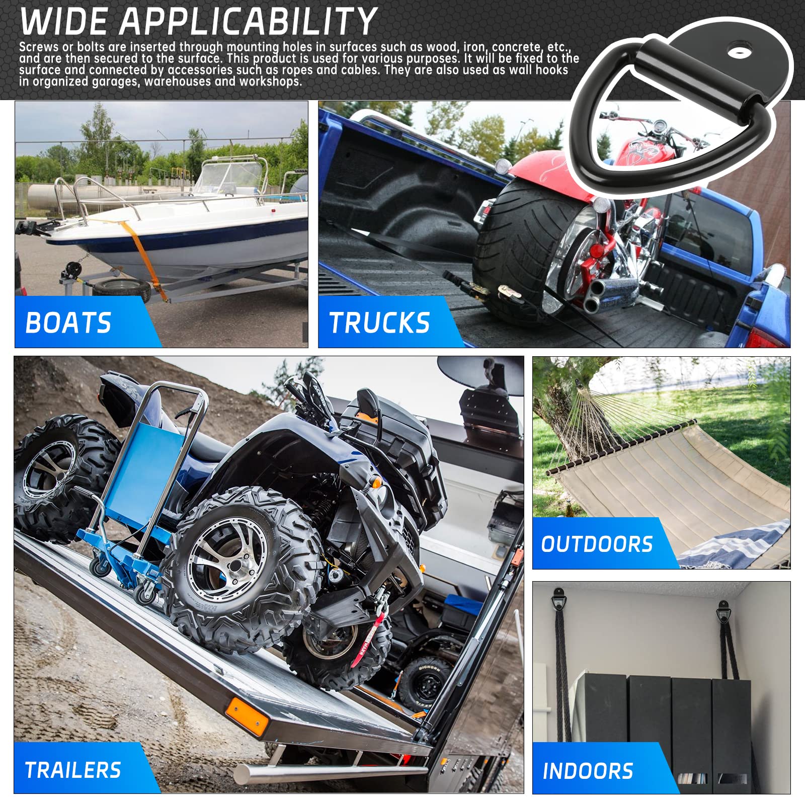 Anelli Di Ancoraggio In Acciaio DREAMIZER - 10 Pezzi, Diametro 2", Per Camion, Rimorchi E Barche - Foto 5