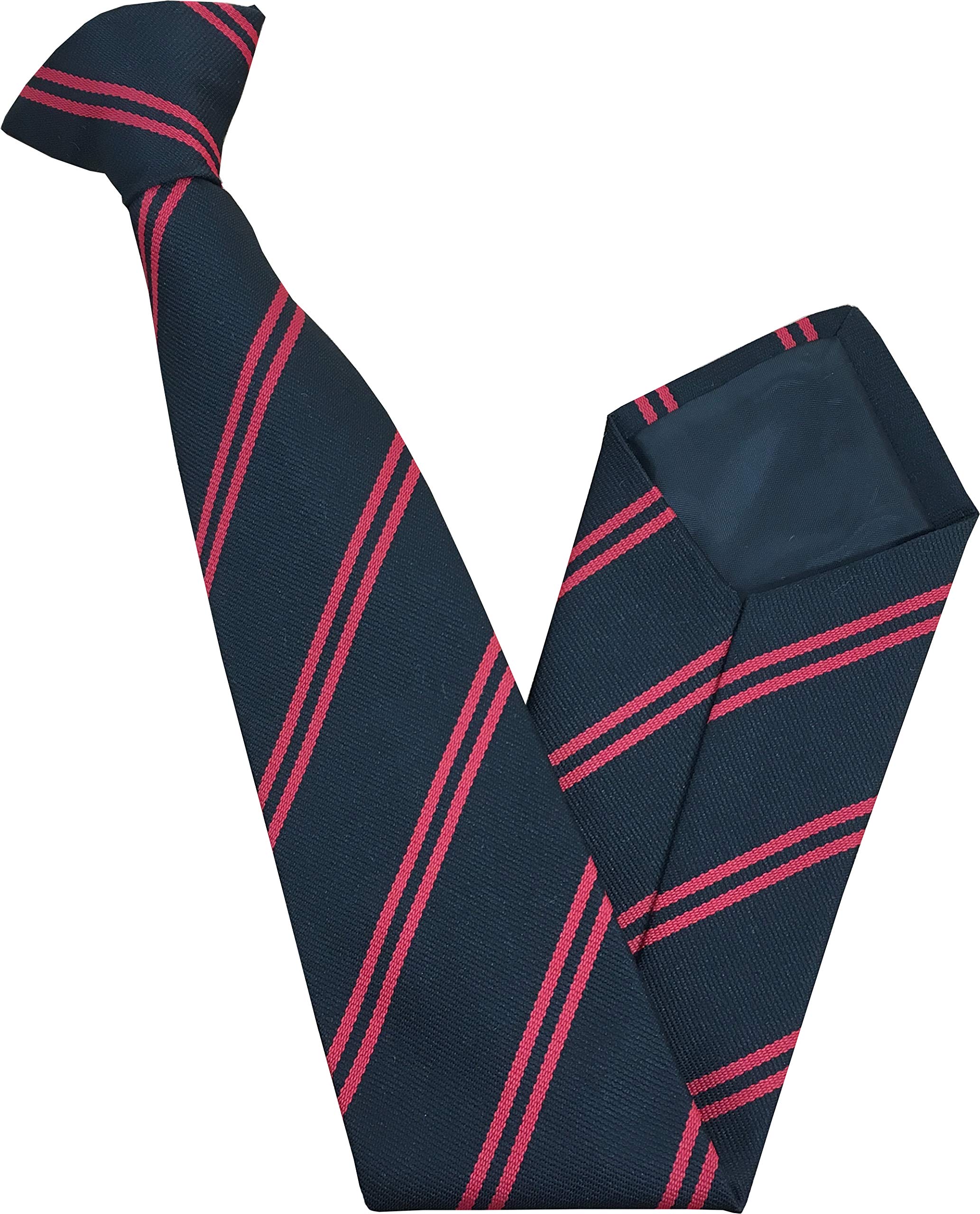 Great British Tie Club Men's Adult Double Stripe Clip On Neck Ties (Black & Red)