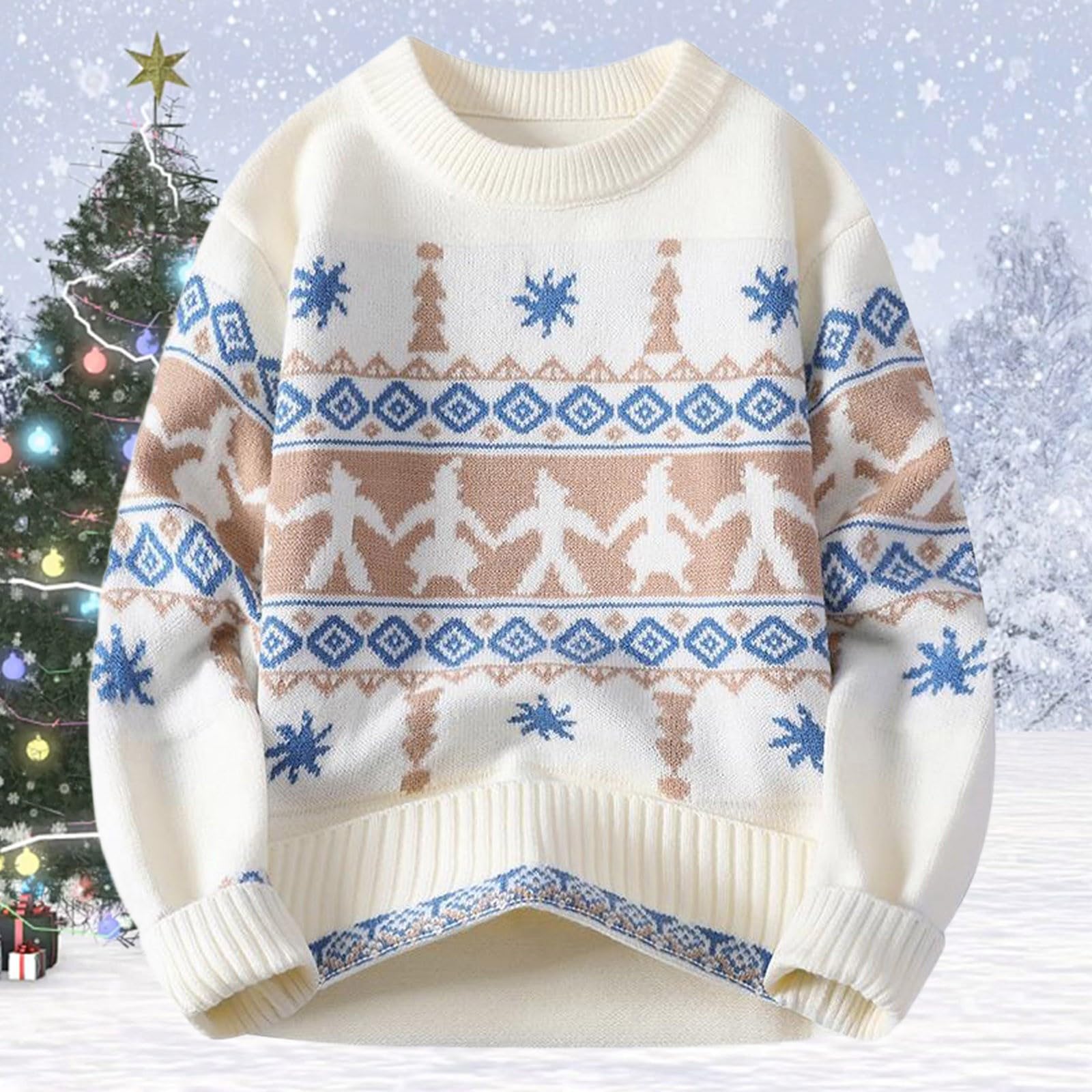Genérico Jerseys Navideños Hombre, Jerseys Hombre Lana Cuello Redondo Sudadera Manga Larga Xmas Divertido Estampado 3D De Navidad Feo Jersey De Punto para Navidad