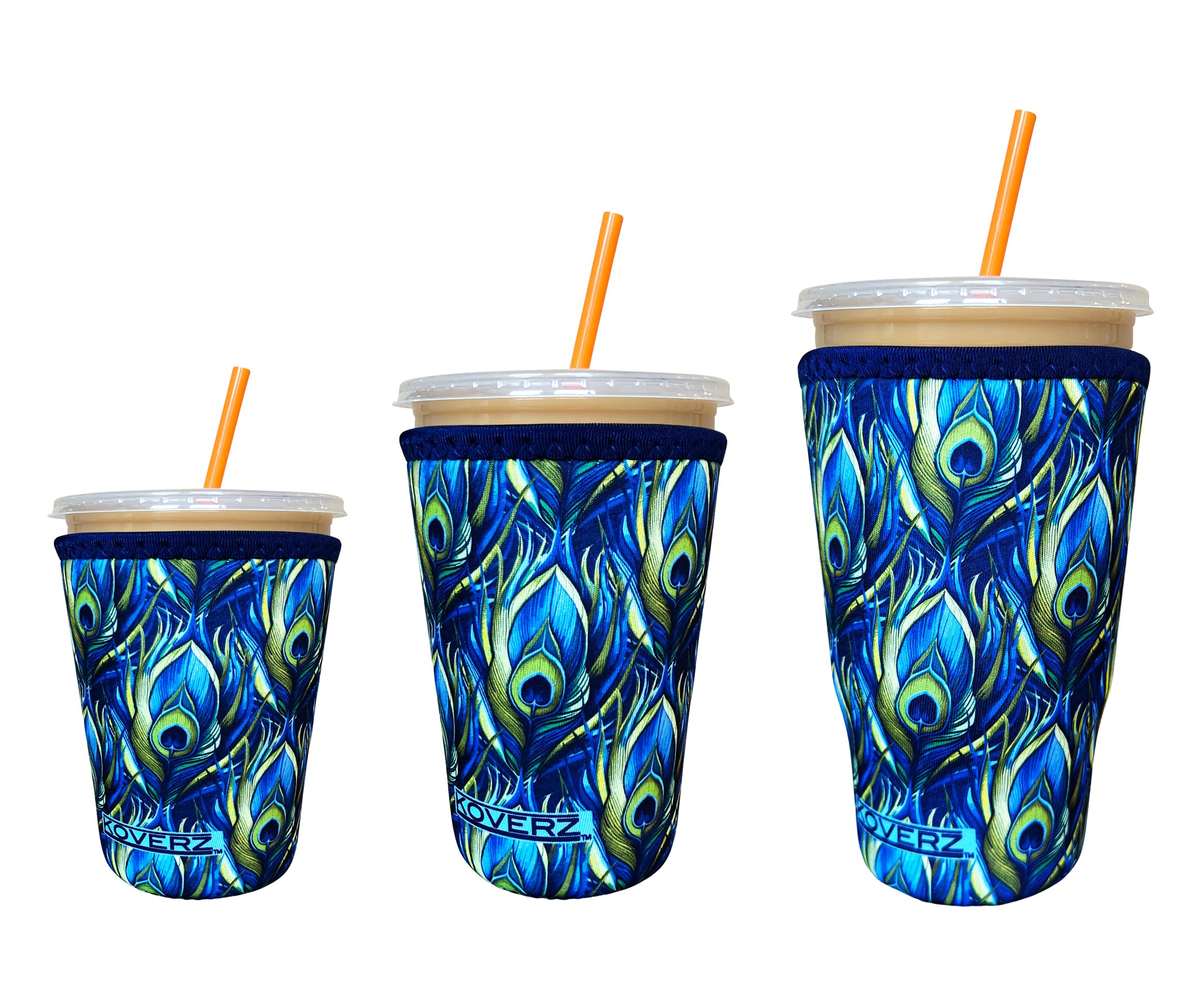 3-Pack Iced Coffee Sleeve SET OF 3 - Peacock