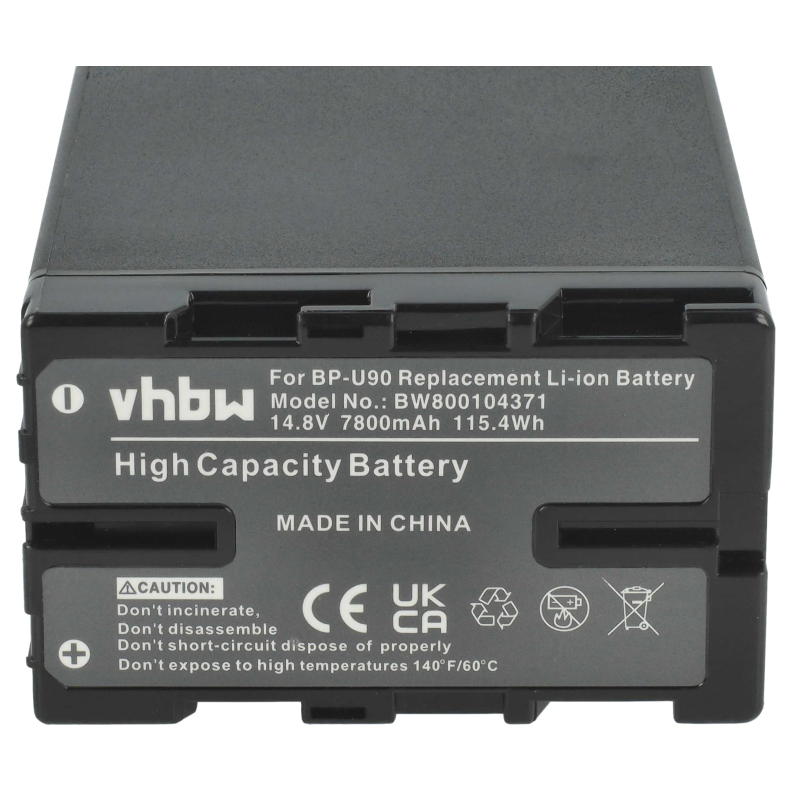 vhbw 2X batería reemplaza Sony BP-U90, BP-U60, BP-U30, BP-U95 para cámara de vídeo (7800 mAh, 14,8 V, Li-Ion) con Chip