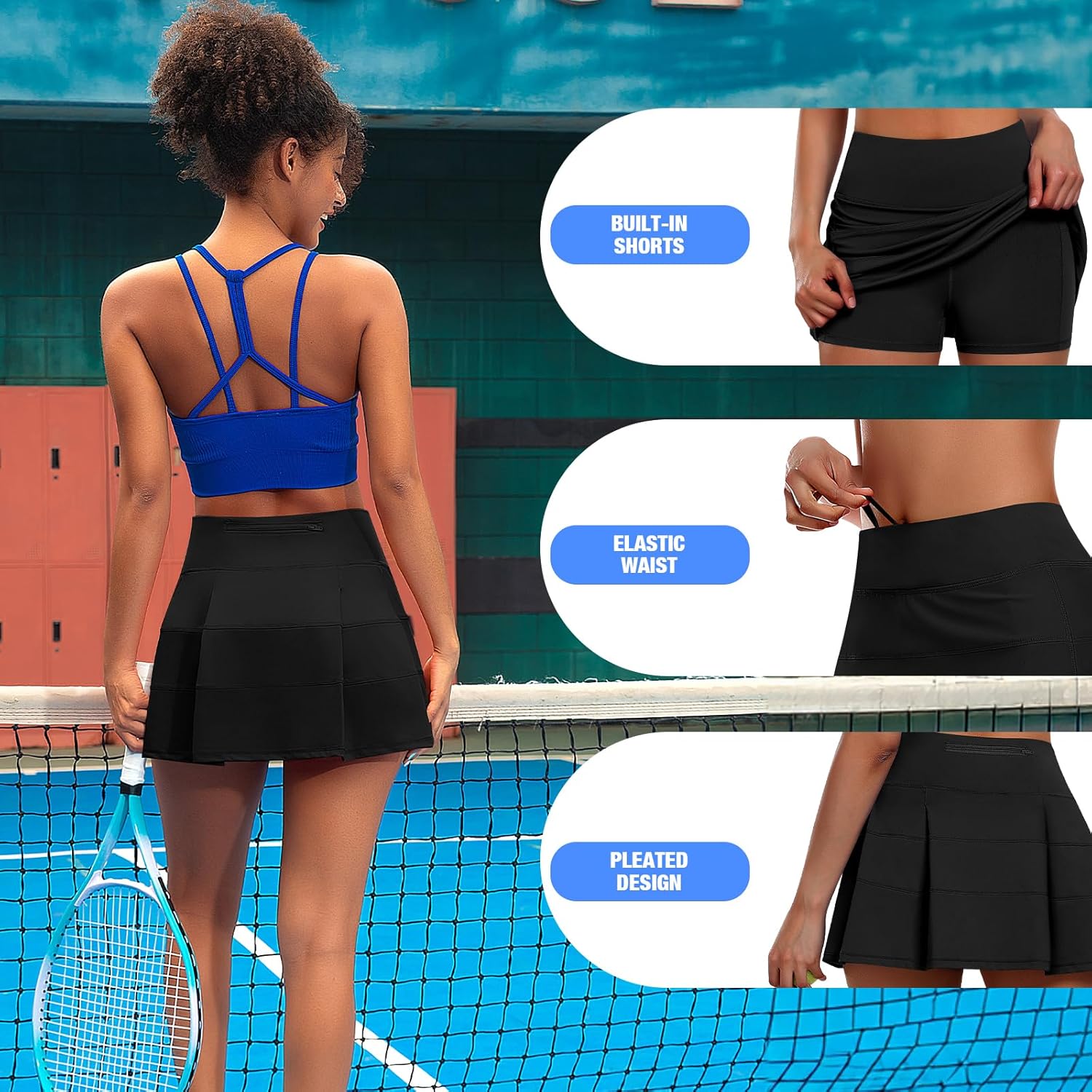 JoyGirl Womens Tennis Skirt with Shorts Pleated Golf Skirt High Waist Pickleball Skirts Athletic Skorts with Pockets - Image 4