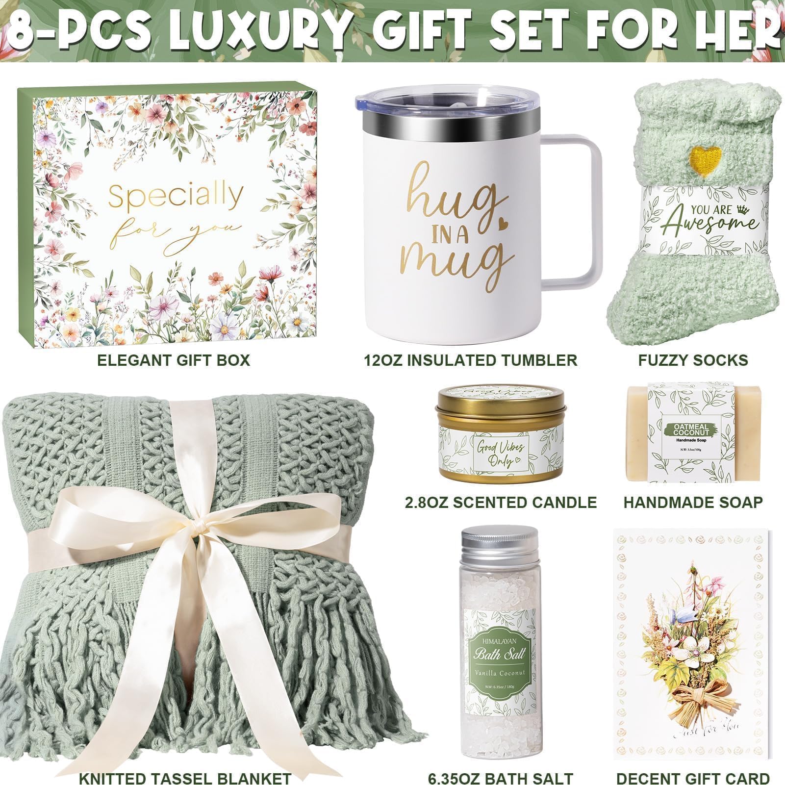 Self Care Gifts for Women Get Well Soon Gifts, Birthday Gifts for Women Care Package, Sympathy Gift Baskets Spa Gifts Set, Christmas Thinking of You Inspirational Gifts for Mom Her Friend Sister Wife