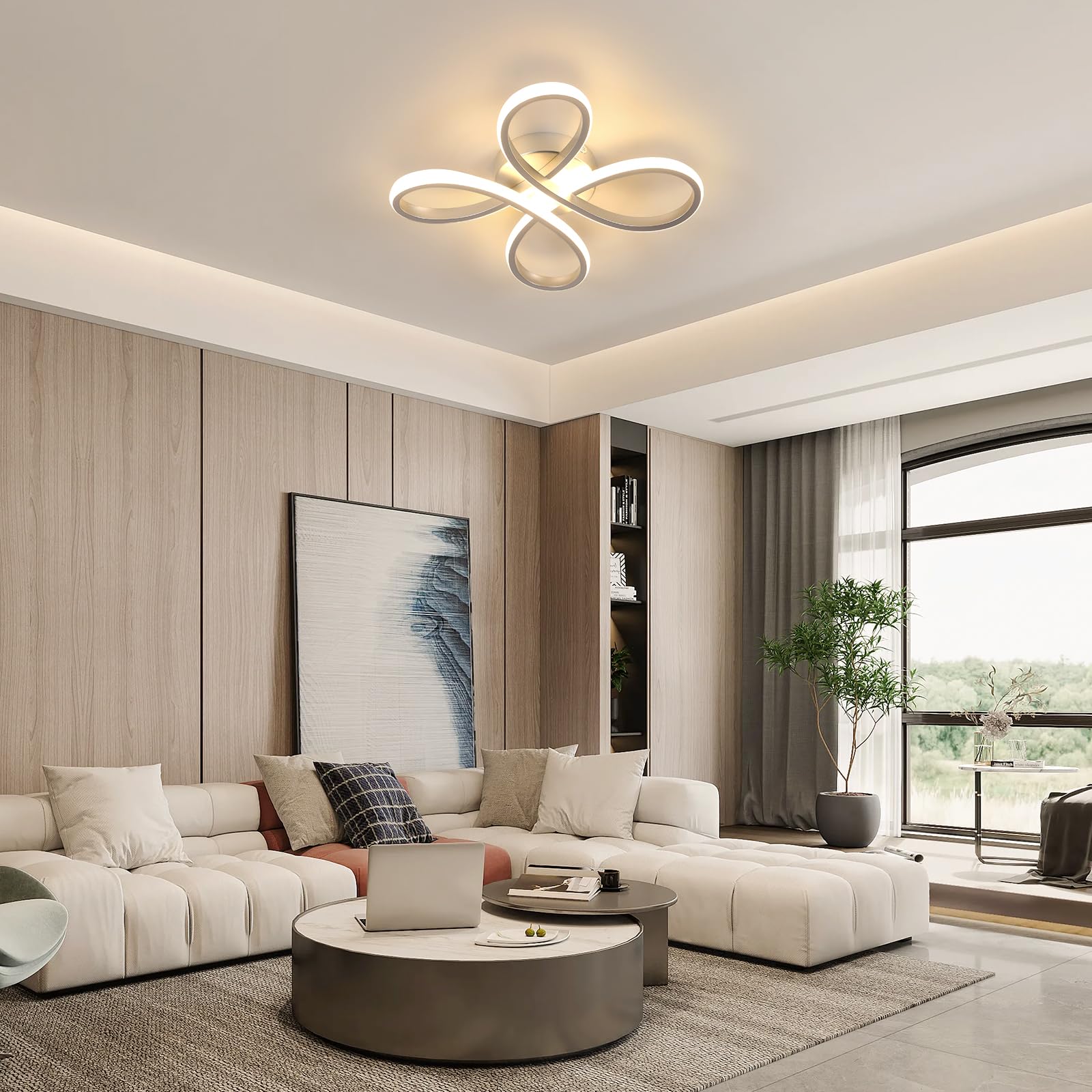 Comely Plafoniera LED Soffitto, 30 W 3500 LM Lampada da Soffitto Moderna per Camera da letto, Soggiorno, Cucina, Corridoio, Bianco Caldo 3000 K, Argento [Classe di efficienza energetica E]