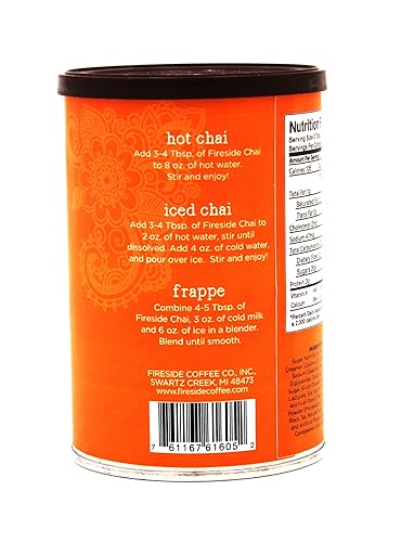 Miniatura 2 de Fireside Coffee Company - Latte de té Chai de vainilla - 8 onzas - Especias en polvo - Hot Chai - Chai helado - Latte