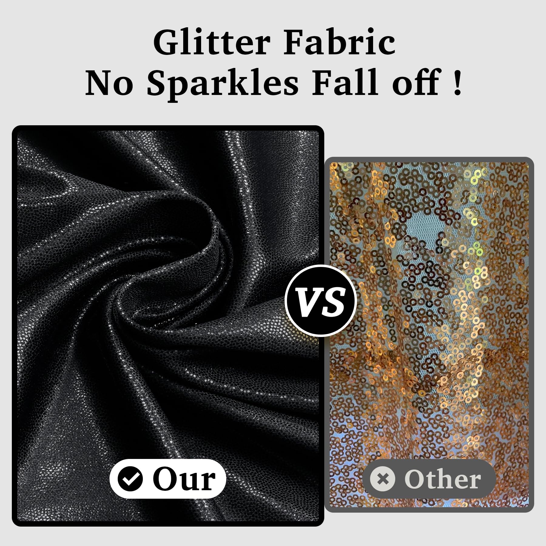 3 x 3 m, sfondo nero con paillettes per feste, senza pieghe, sfondo fotografico glitterato, 2 pannelli, 1,5 x 3 m, tessuto lucido per matrimoni, compleanni, Natale, sfondo fotografico