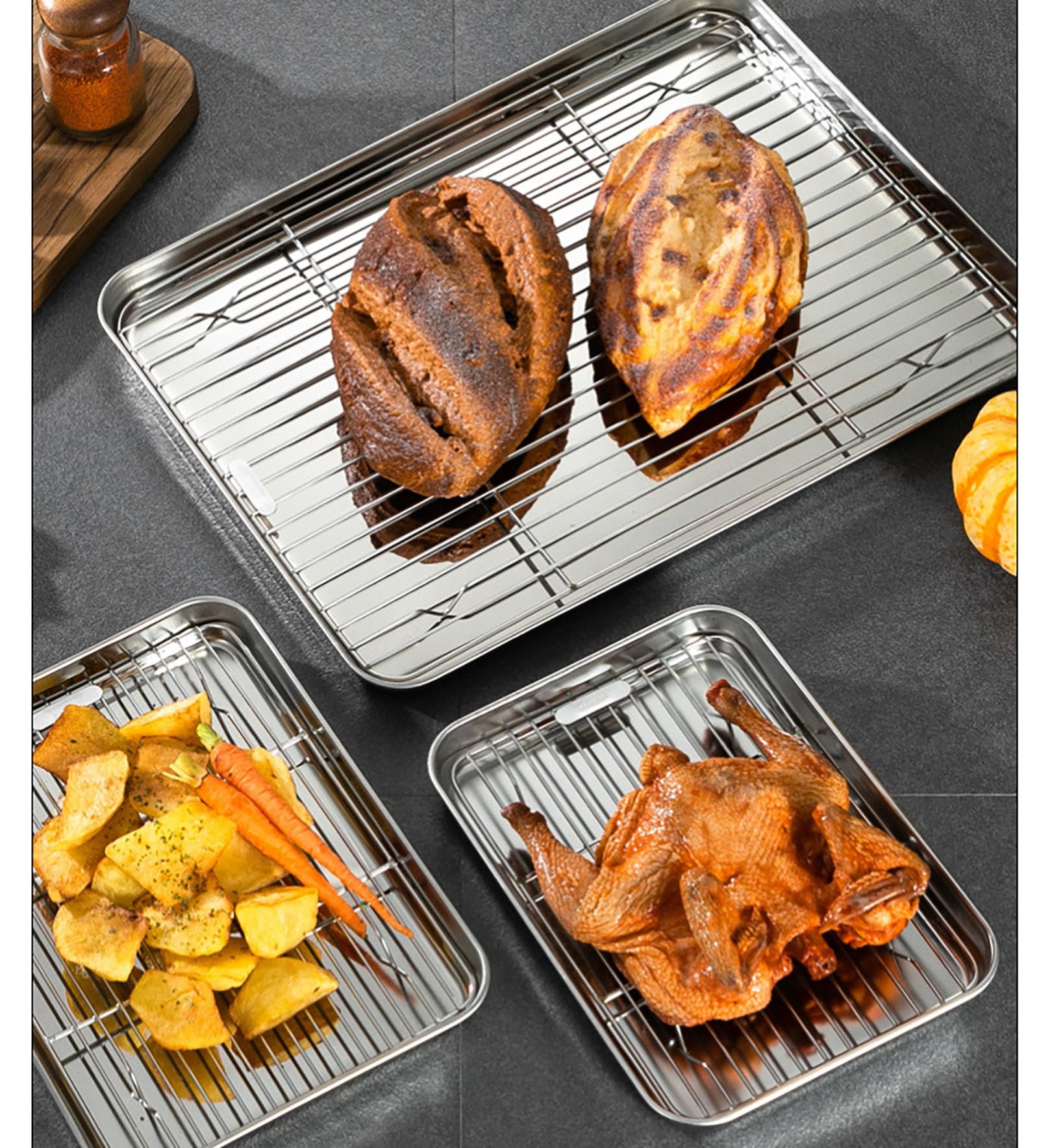 Rejillas para asar en línea, 1 parrilla de acero inoxidable de alta resistencia de 9.8 x 7.3 pulgadas para hornear y enfriar barbacoa en horno, fiesta, comedor y exteriores (9.8 pulgadas) 6