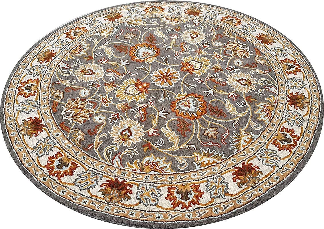 Shabnam Rugs Traditinal Round Carpet Indian Handmade Tuffted Thick