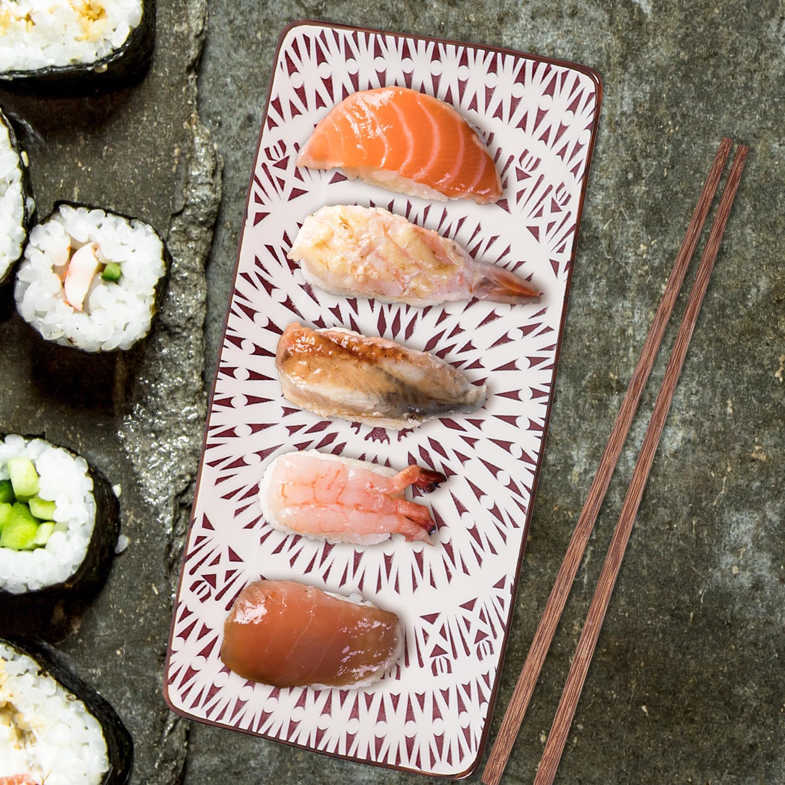 TOYANDONA Set de 2 Assiettes à Sushis en Céramique pour Restaurant