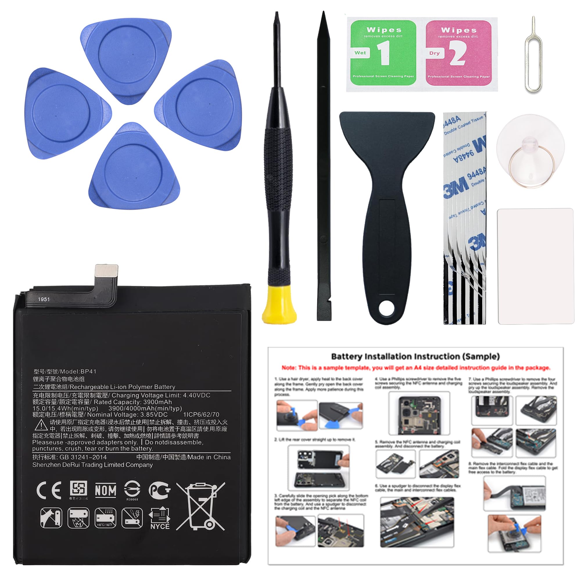 New Upgraded Battery for Xiaomi Mi 9T / Redmi K20, BP41 Replacement Battery Compatible with Xiaomi Mi 9T / Redmi K20, with Repair Tools & Instruction