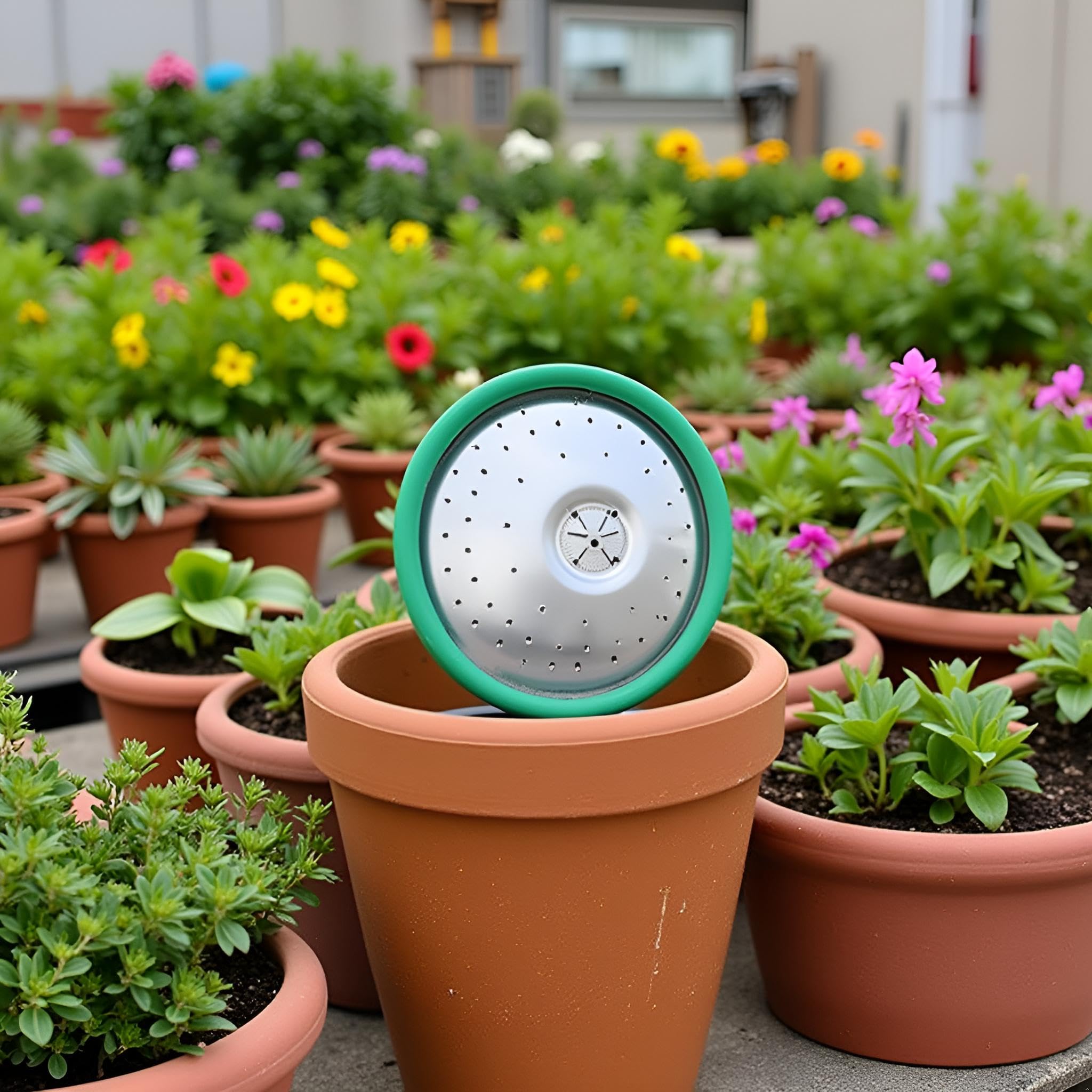 1 x grüne Universal-Gartengießkanne mit Rosenkopf, Wassersprinkler, Abdeckdüse, Gießkannen