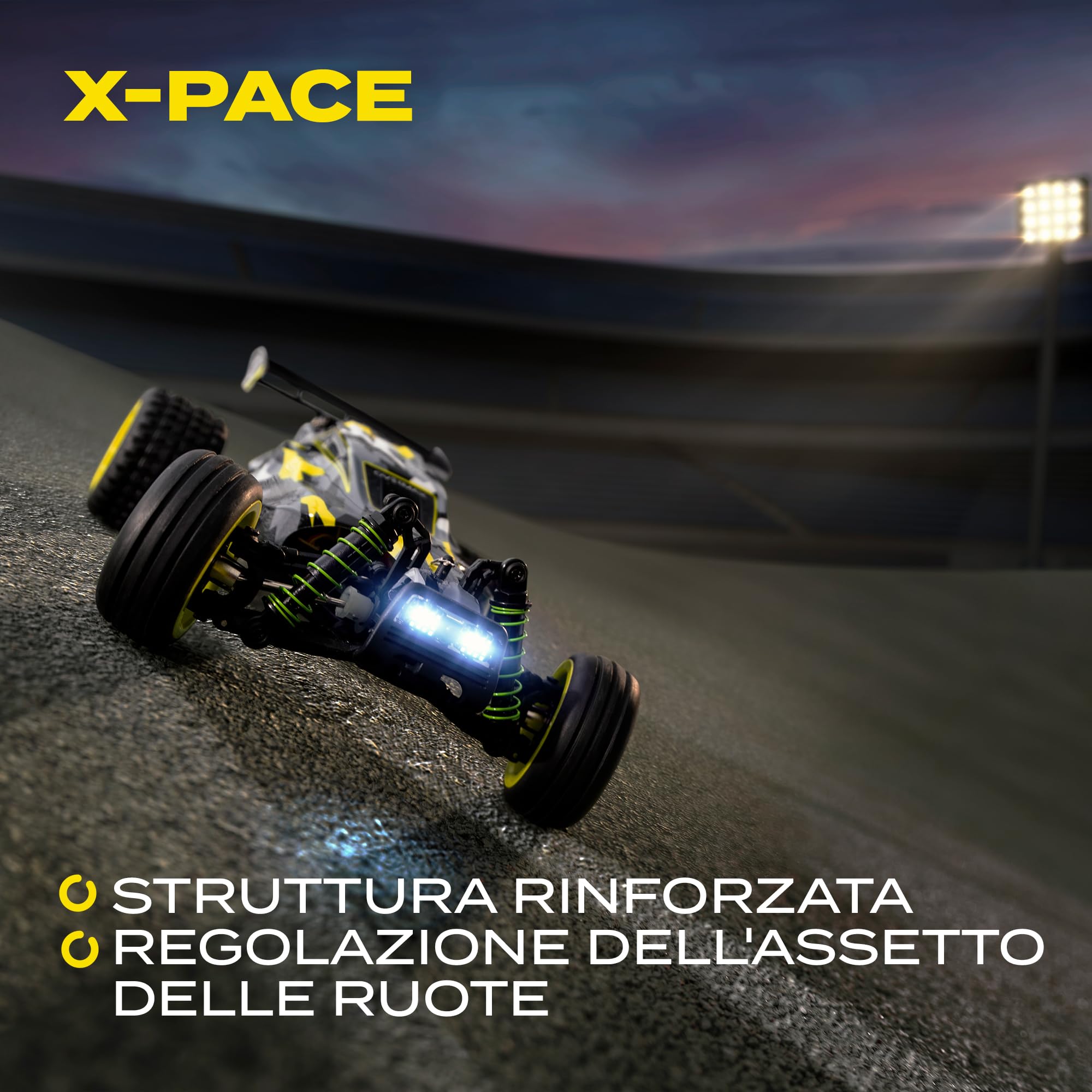 Overmax X-Pace Macchina telecomandata Auto RC Grandi dimensioni, Velocità fino 30km/h Portata fino 100Metri, Trazione 4x4, Senza ricarica fino 30minuti, Sospensione molla, Solida struttura 2 Batterie
