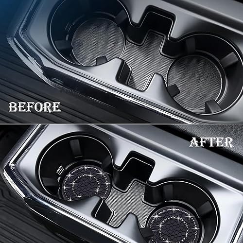 Miniatura 7 de 2 posavasos con diamantes de imitación de cristal, 2.75 pulgadas, silicona suave, antideslizante, a prueba de golpes, portavasos de automóvil,