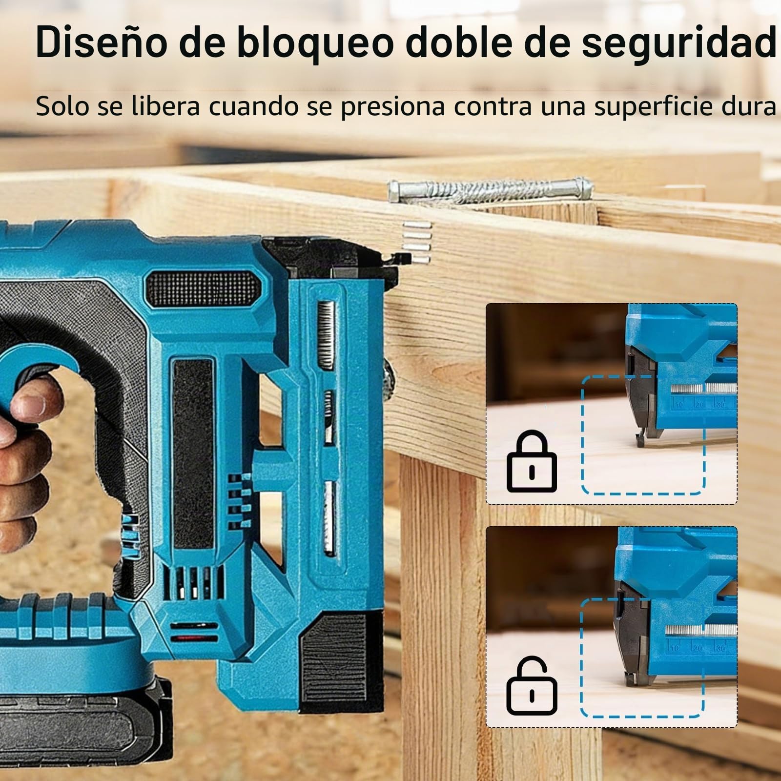 Clavadora grapadora inalámbrica 2 en 1 con batería, 2 x 2,0 Ah compatible con Makita 18V, clavadora 18GA con bolsa y 1000 clavos y grapas, profundidad ajustable, para madera y bricolaje