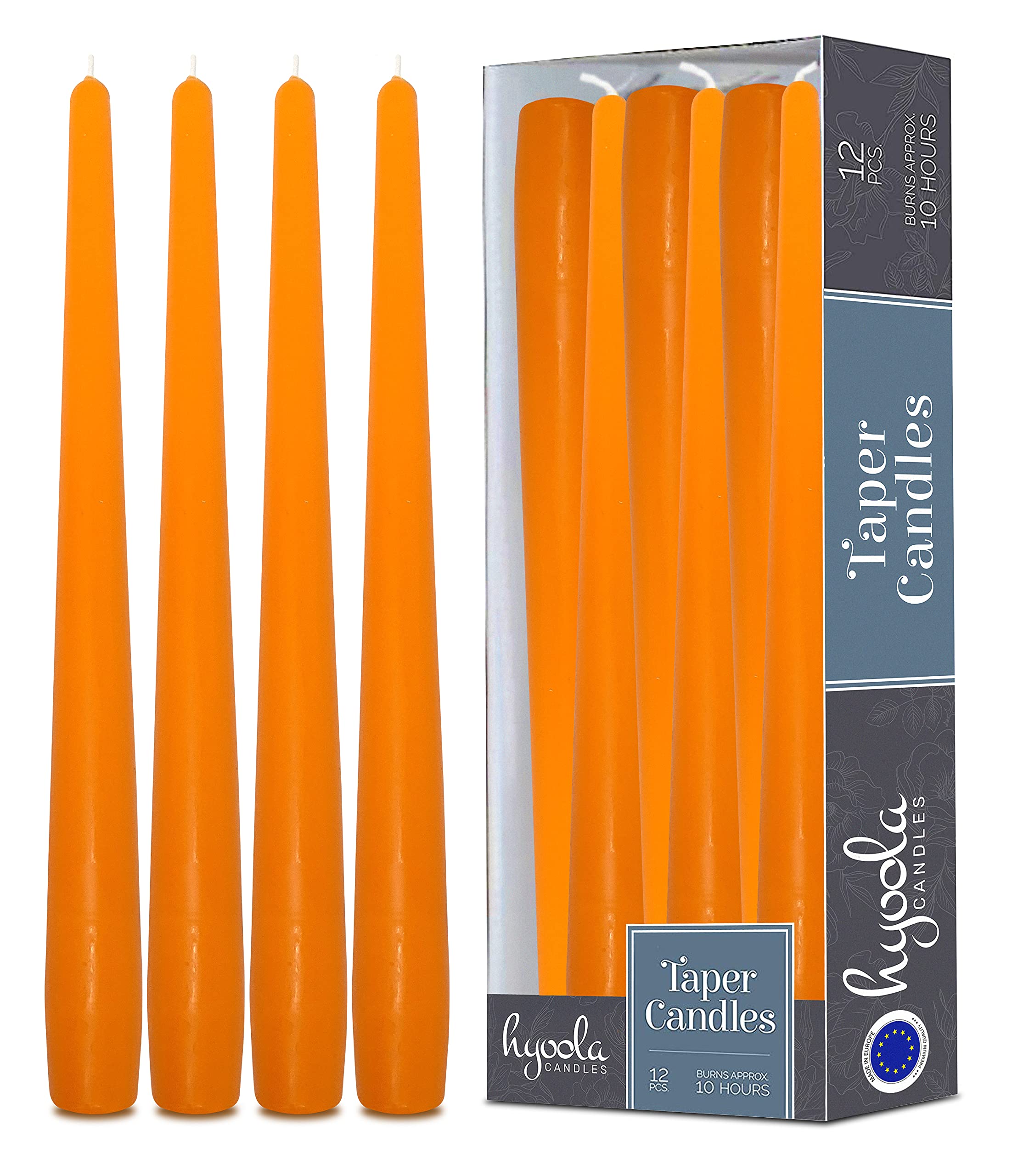 Buy Hyoola Tall Taper Candles 12 Inch Orange Unscented Dripless Taper