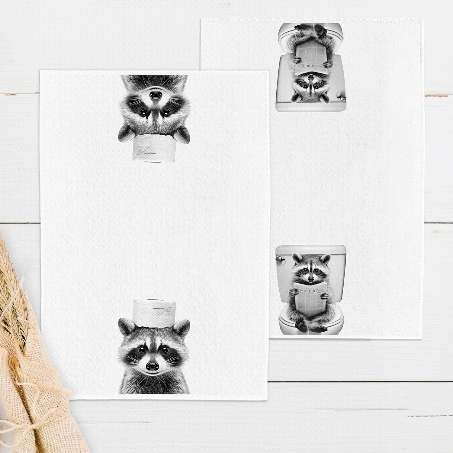Funny Raccoon Hand Towels for Bathroom Set of 2, Funny Animal Kids Bathroom Decor, Raccoon Gifts for Women, 16x24 Inch - Image 6