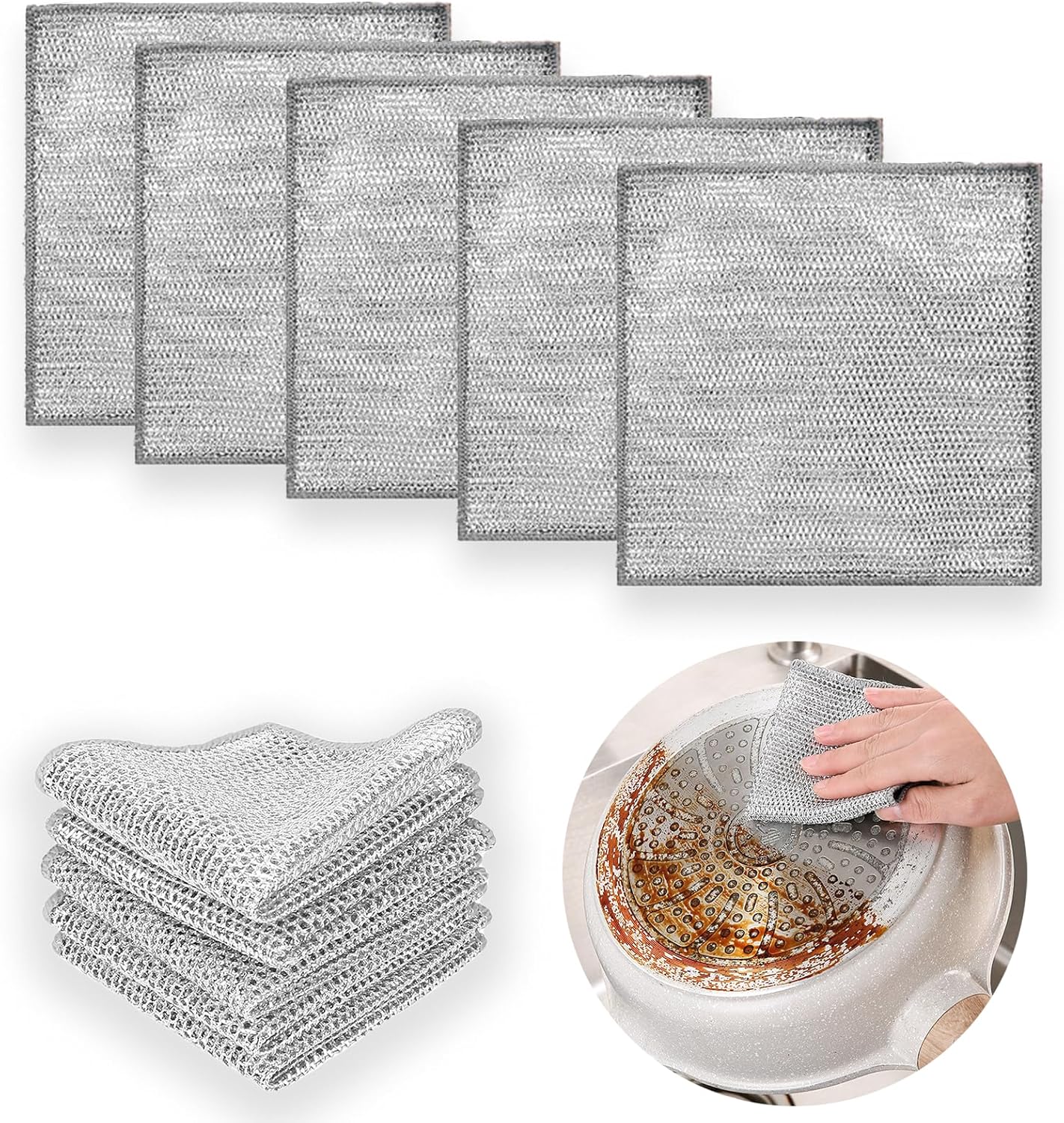 5pcs Wire Dishwashing Rag Multipurpose Single Layer Wire Dishwashing ...