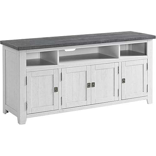 Martin Svensson Home Foundry 65" TV Stand, White Stain with Grey Top