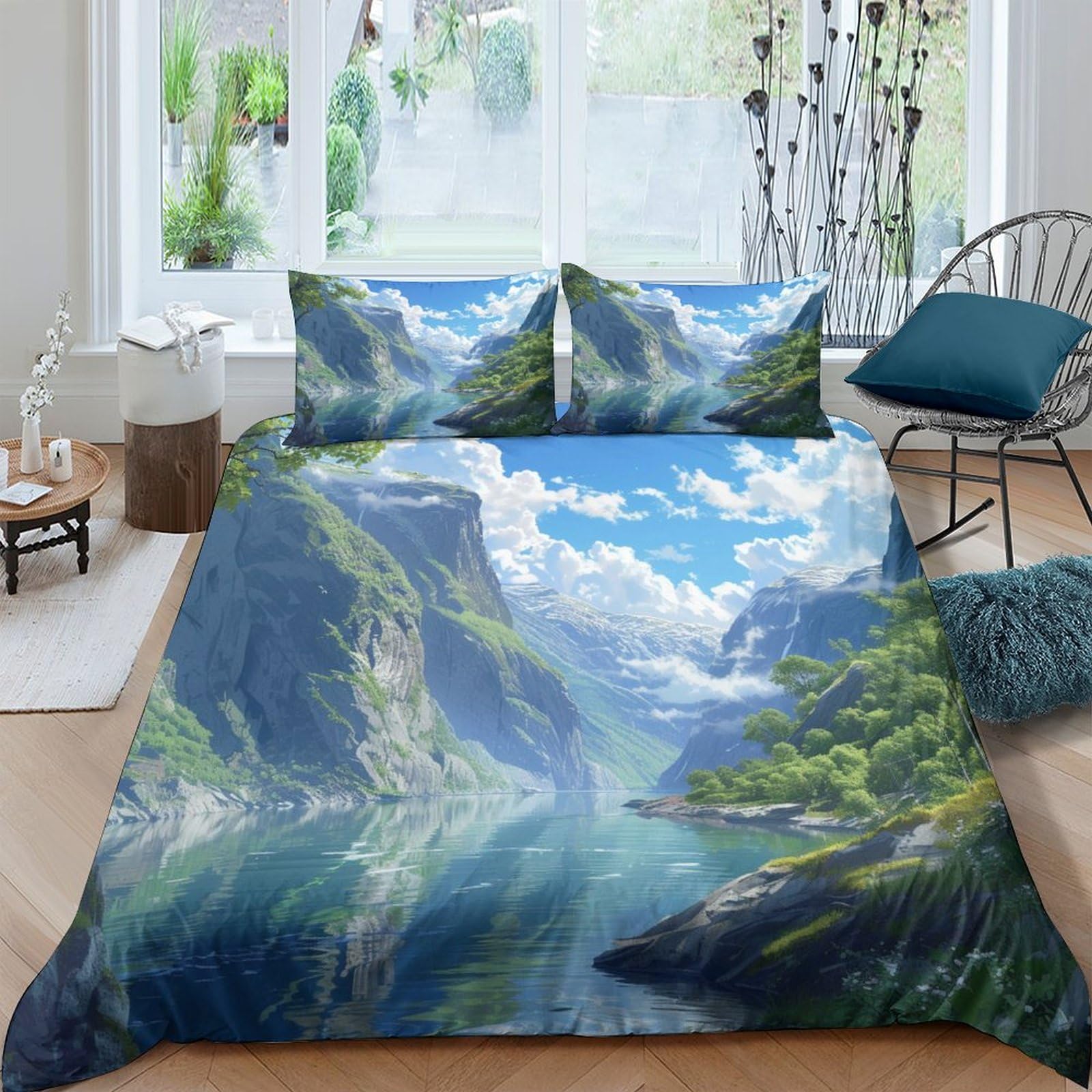 Parure de lit 200x200 housse de couette imprimée microfibre 3 pièces pour ado