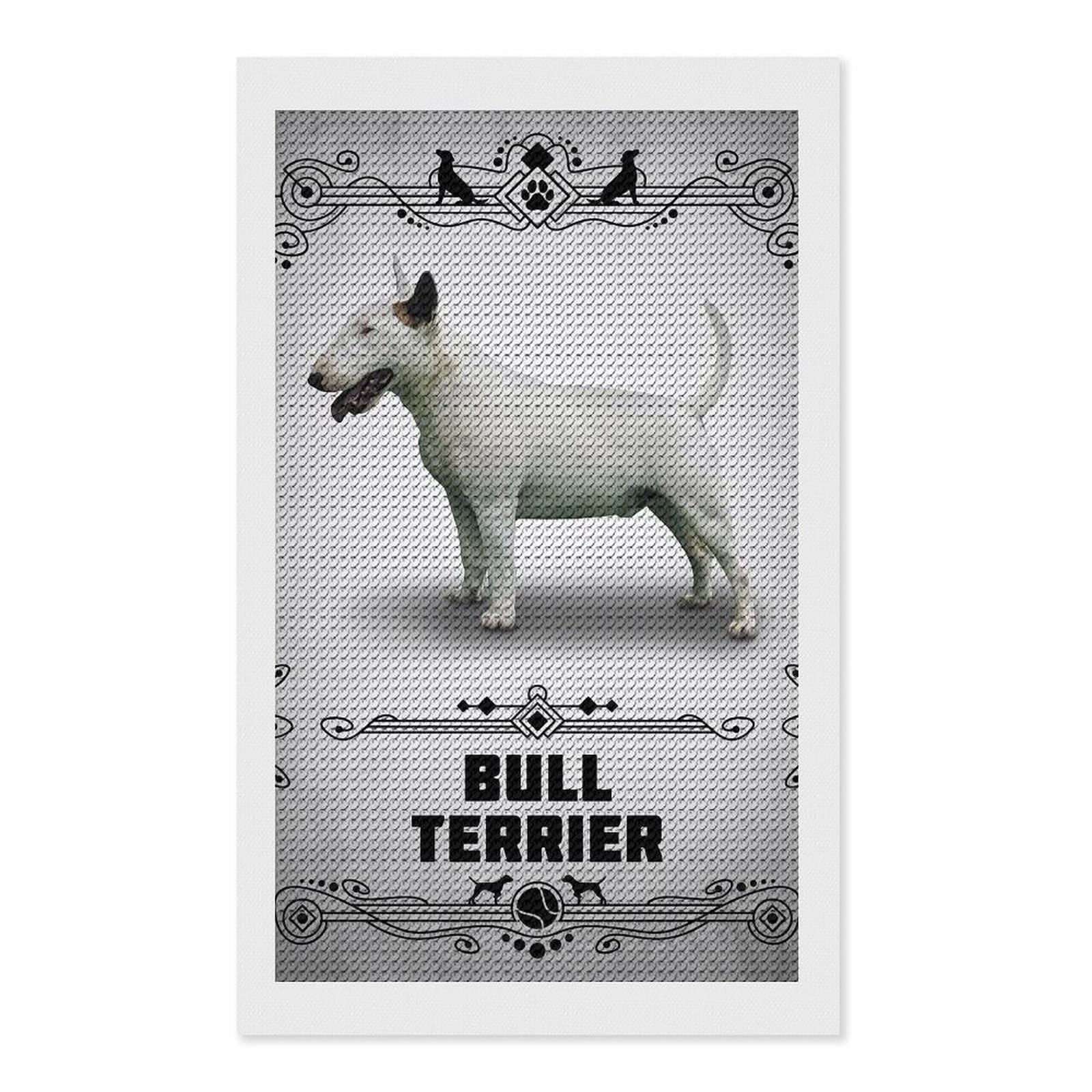 Junmoney Bull Terrier Diamond Painting Canvas Set 12"x20", Satisfying Creative Project, Easy to Follow Symbols, Fun Craft Experience