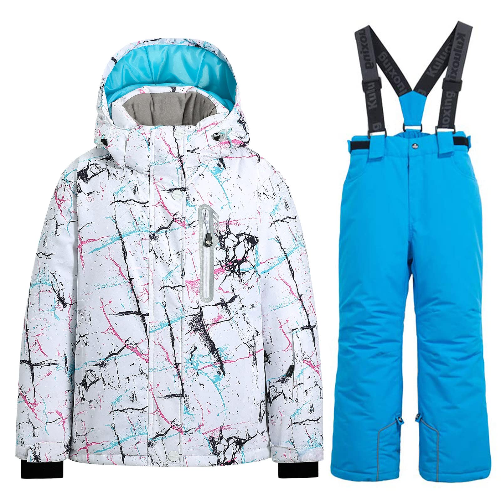 HOTIAN Boys 2 Piece Ski Jacket Snow Jacket Pants Suits Windproof Waterproof Winter Coats