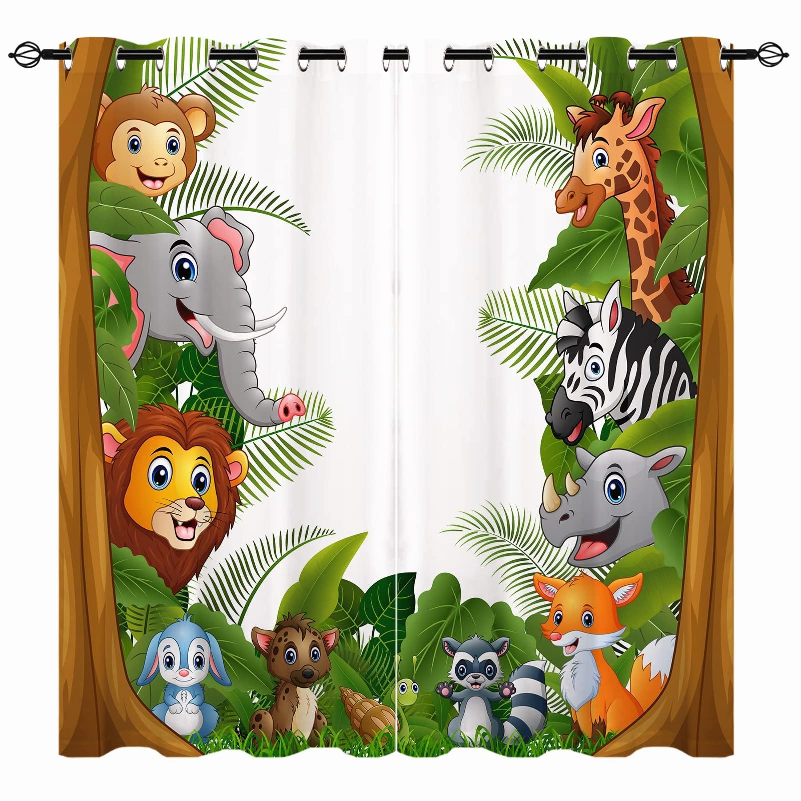 YUANZU ABC Curtains - Kids Boys Girls Eyelet Blackout Alphabet with Cartoon Animals Print Pattern Thermal Insulated Room Darkening Window Drapes for Nursery Baby Bedroom 2 Panels W117cm x D137cm — view 41