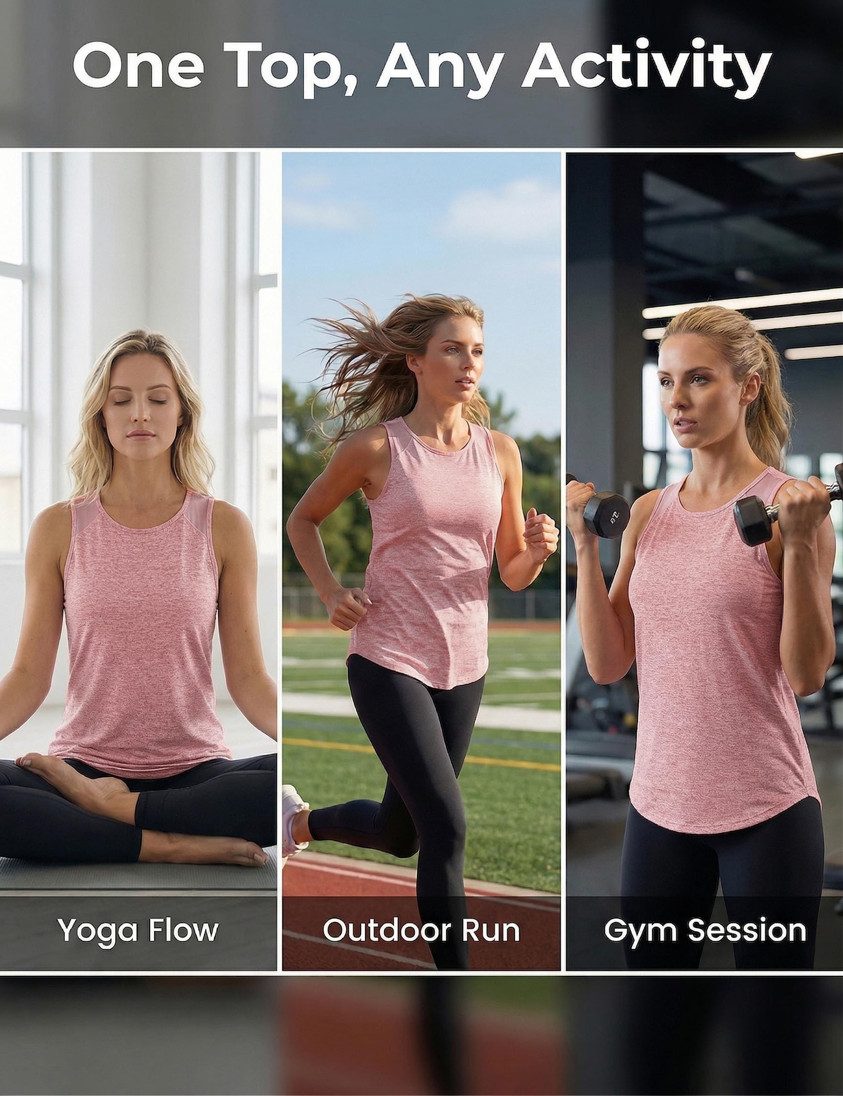 Women's Sports Tank Top Running Round Neck Sleeveless T-Shirt Lightweight Sports Top Breathable Yoga Shirt Mesh Back Tank Top Quick Dry for Fitness Tennis Pilates S-3XL - 5