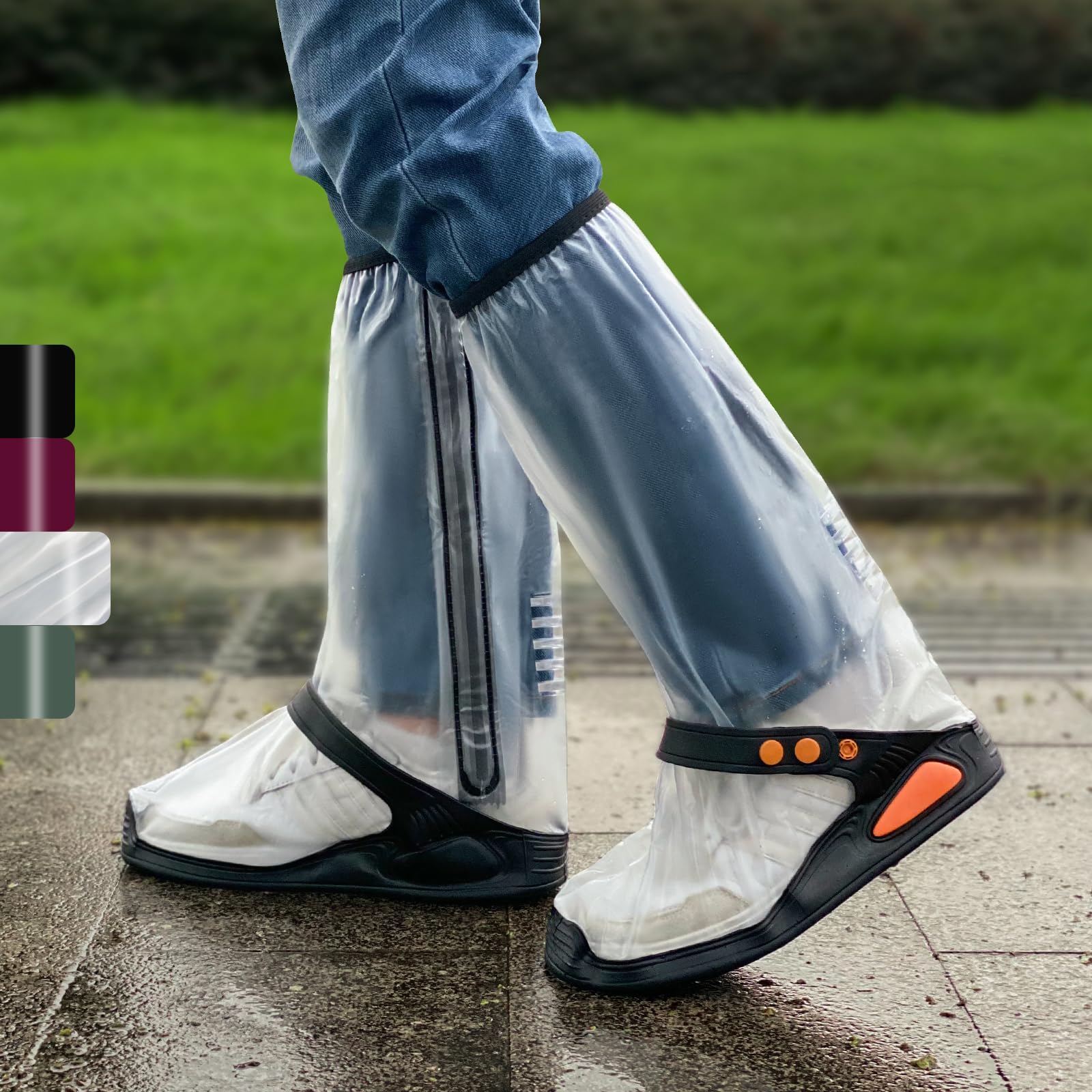 Clear Waterproof Shoe Covers for Rain,Rain Boot Covers with Zipper,Galoshes Shoe Ponchos,Reusable &amp; Foldable,Non-Slip PVC Snow Boot Covers for Men Women (Clear, XX-Large)