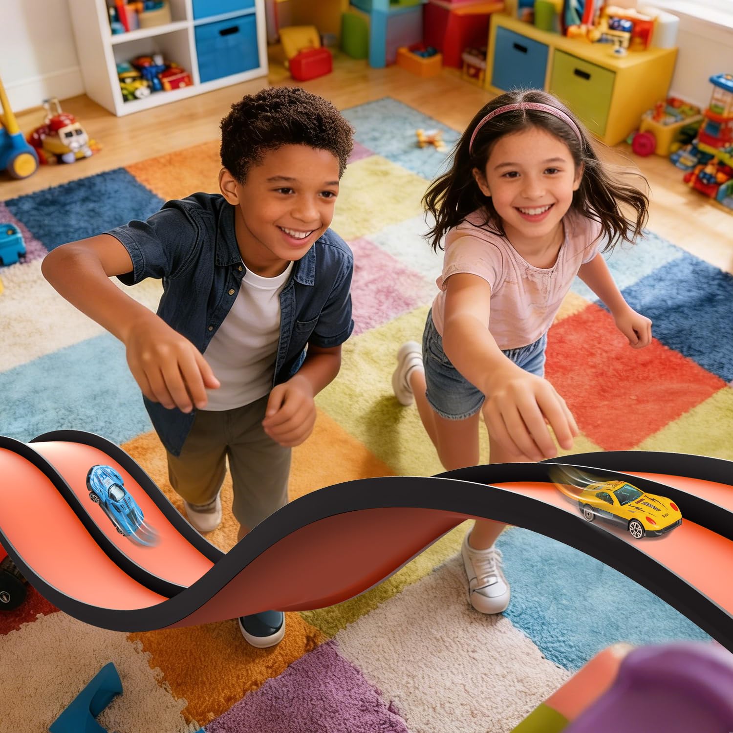 Flexible Race Car Track for Kids 4.6M Flex Race Car Track Toys for Toddlers Age 3+, Compatible with 1/64th Diecast Cars - Image 4