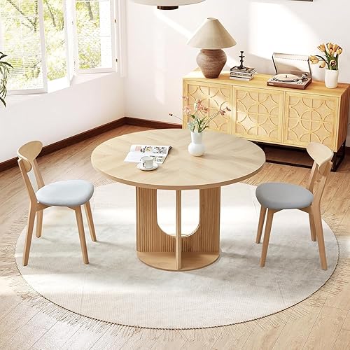 Miniatura 7 de Juego de 4 sillas de comedor, silla de comedor de madera maciza sin reposabrazos, silla de comedor de estilo moderno de mediados de siglo con cojín