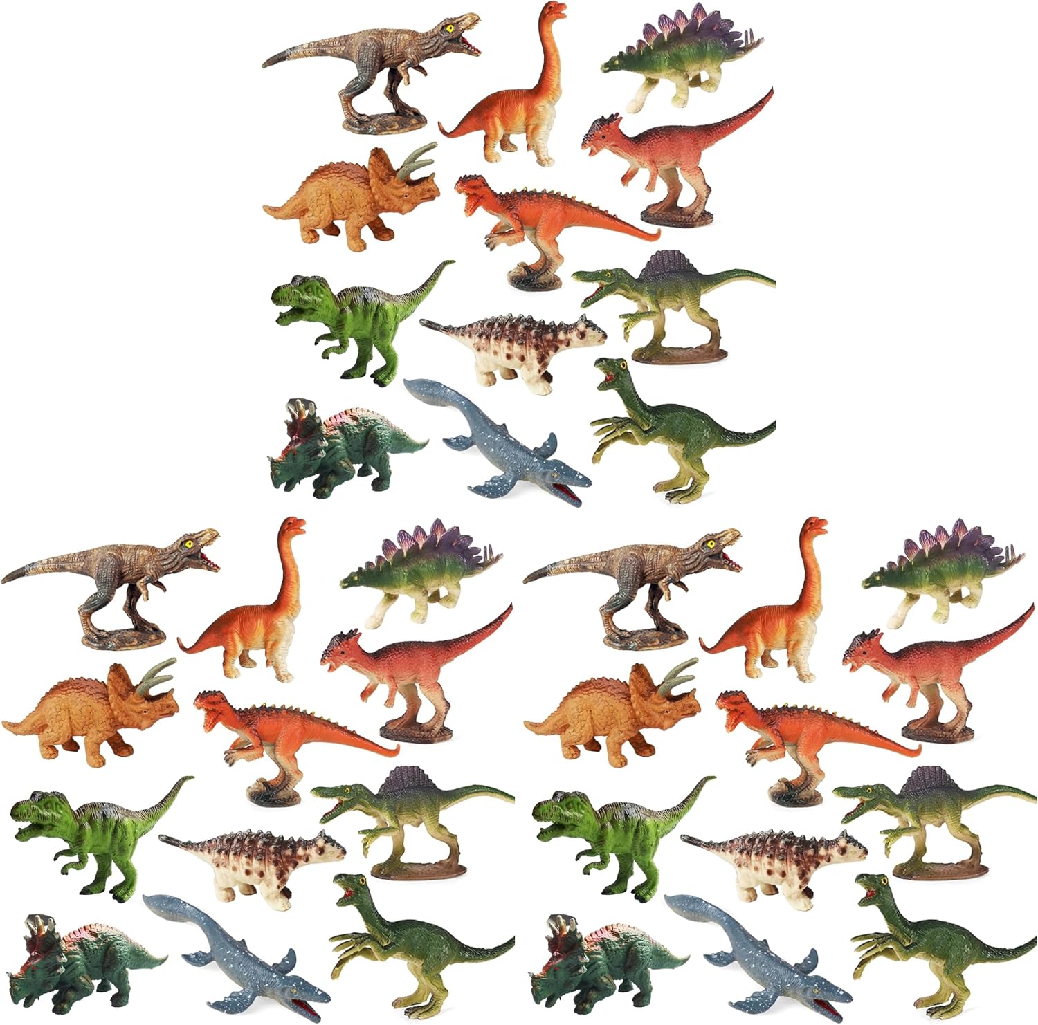 RUSON 12 Pcs Mini Dinosaur Animals Figures Toys, Realistic Dinosaur Playset Figurines Cake Topper Toy Set Christmas Birthday Easter Egg Gift Party Supplies for Kids Toddlers (Pack of 3)