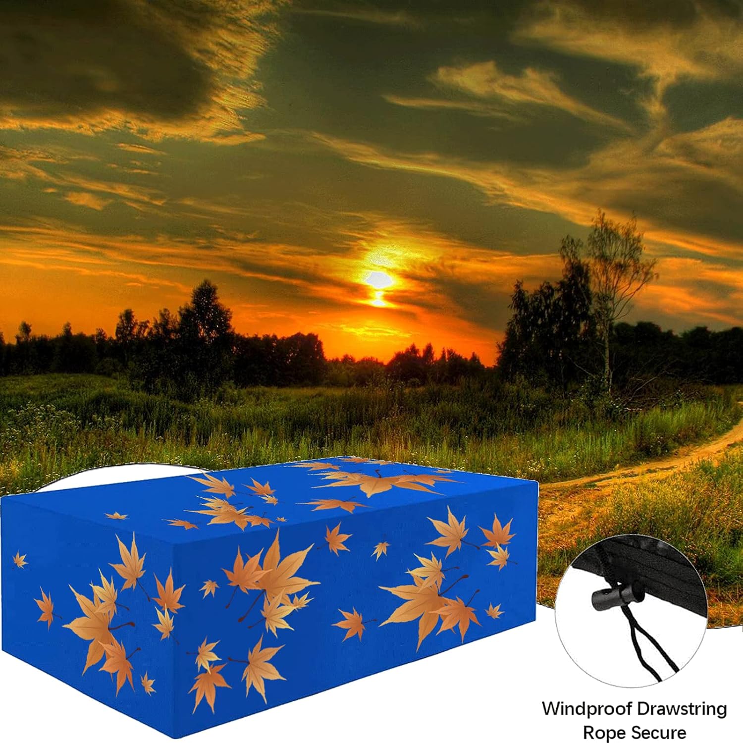71x59x31 in Rectangular Furniture Cover, Waterproof Table Cover, Patio Set Cover, Outdoor Garden Furniture Cover 420D Heavy Duty Oxford, Drawstring with Hem (Blue 180x150x80cm)