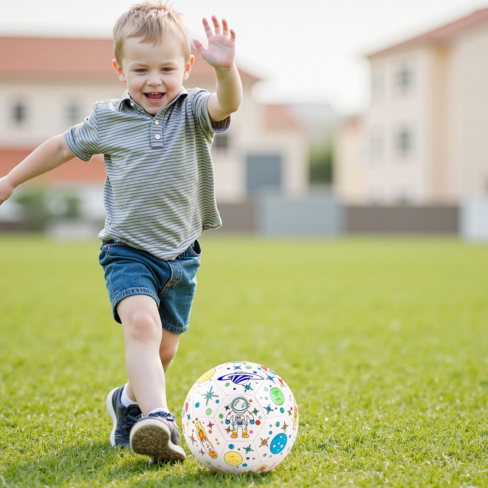 EVERICH TOY Malen Sie Ihren eigenen Fußball mit Markern, Kleinkind-Kunst- und Bastelset, Fußballgeschenke für Jungen und Mädchen, Größe 3, Astronautenspielzeug, zum Ausmalen, benutzerdefinierter