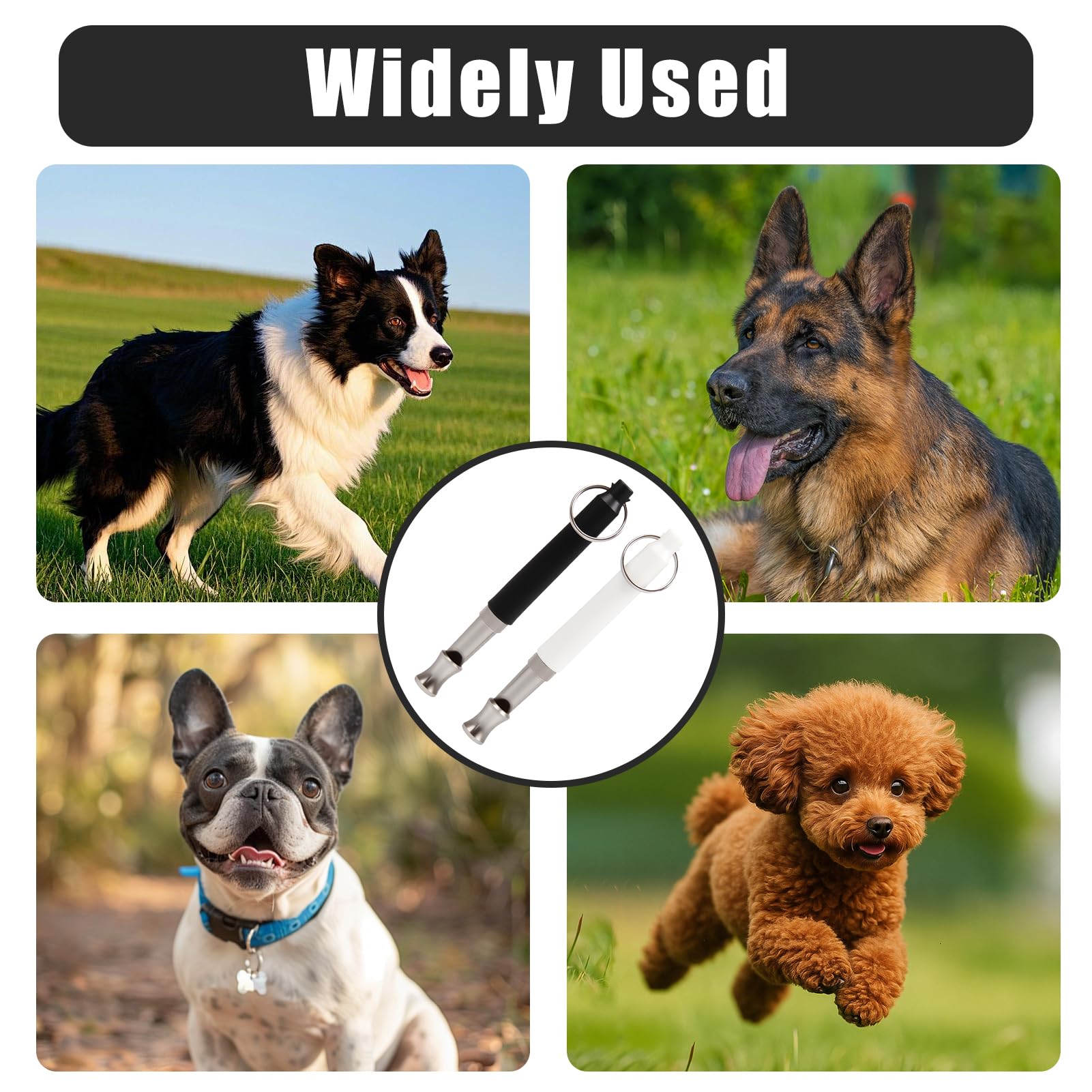 2 Pcs Sifflet Ultrason Chien, Sifflet Ultrason Chien Anti Aboiement, Sifflet Chien Rappel, Sifflet de Dressage Professionnel, Rappel Pet Accessoires (Noir et Blanc)