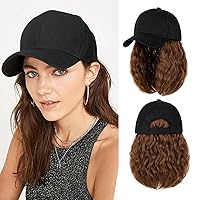 Vista 20 de Peluca de gorra de béisbol para mujer, gorra de béisbol con extensiones de cabello, gorra ajustable adjunta de 24 pulgadas de largo, ondulada