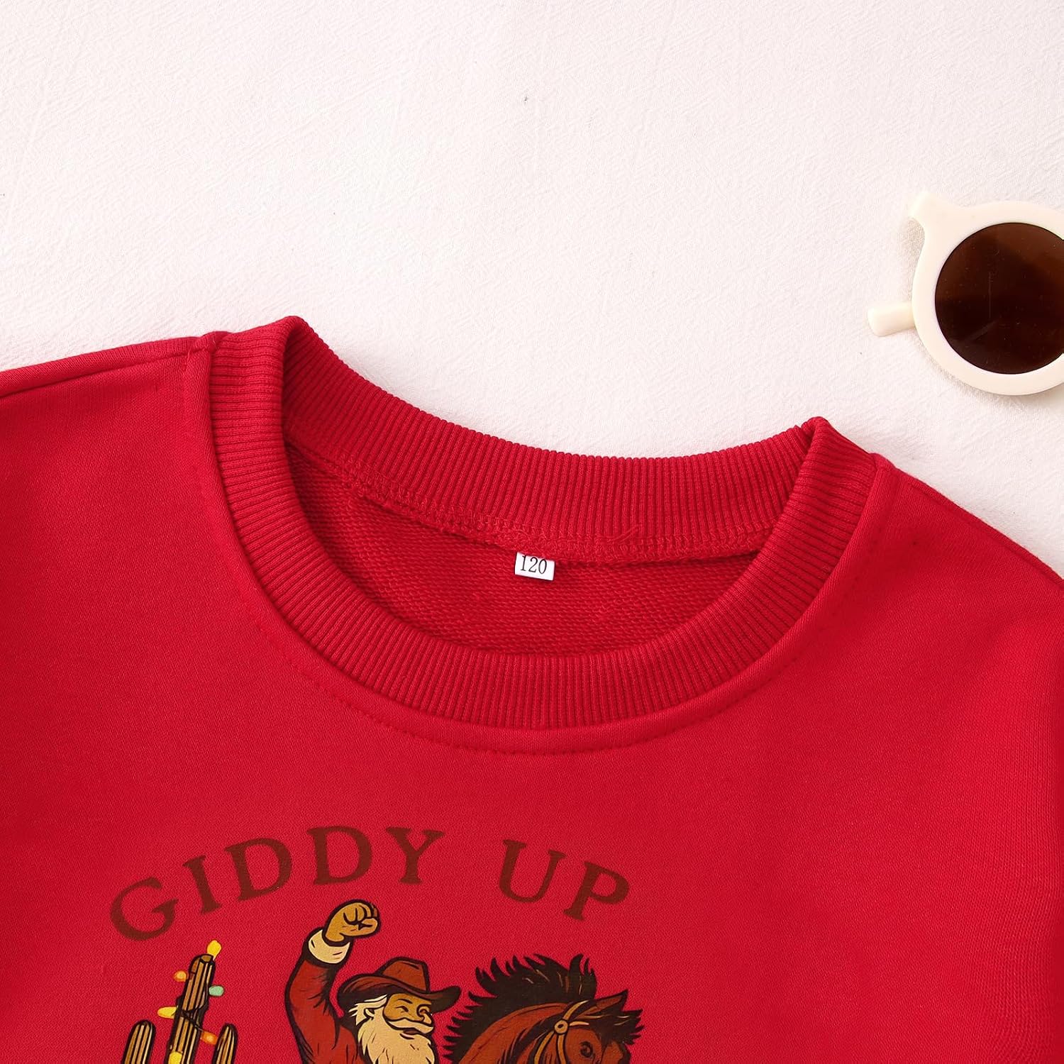 CM C&M WODRO Cowboy Christmas Sweatshirt for Boy Girl Kid Western Giddy Up Jingle Horse Pick Up Your Feet Xmas Holiday Outfit