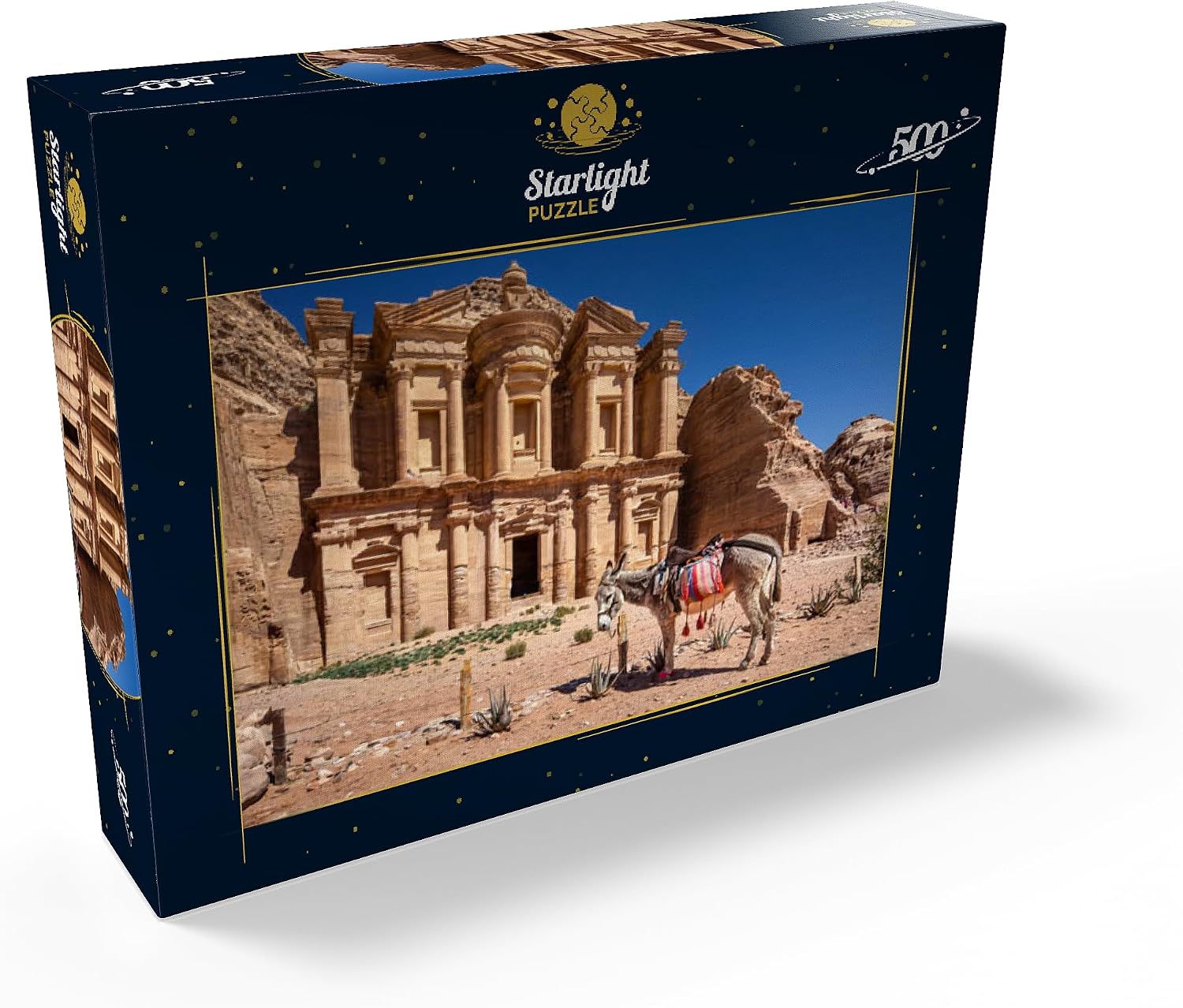 MyPuzzle Donkey in Front of The Monastery Ad-Deir (Al-Deir, El-Deir, Ed-Deir), Ancient Rock City of Petra, Jordan - Premium 500 Piece Jigsaw Puzzle for Adults
