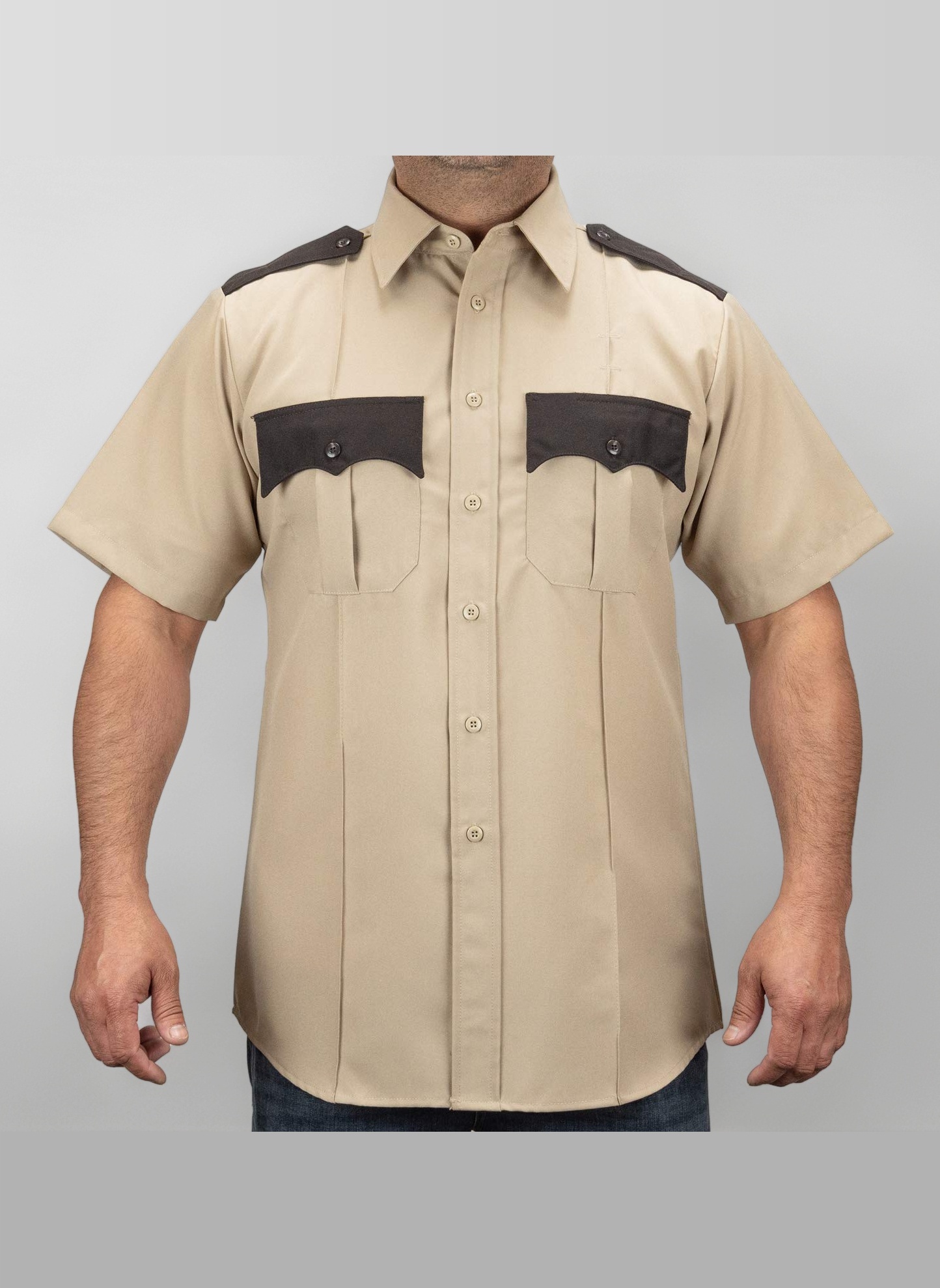 First Class Men's Two Tone Men's Uniform Shirt Pleated