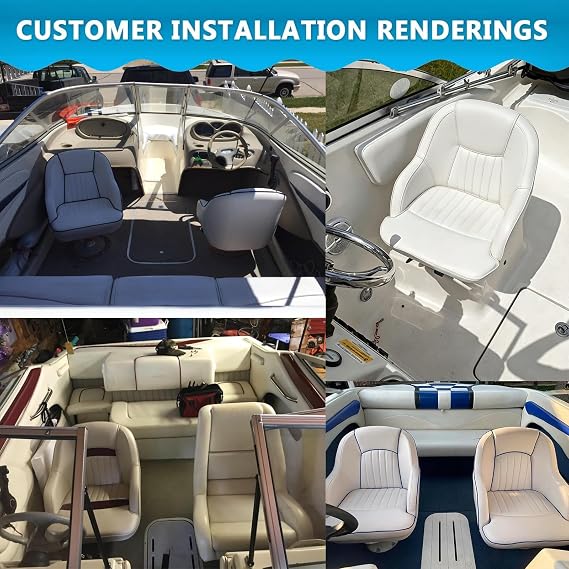 Seamander Boat Captains Chair,Pontoon Boat Seat, Integral Rotomolded Frame, Premium EPDM Foam Material,Marine Grade Vinyl, 5x5 or 5x12 inch Mounting Pattern (Grey/Burgundy