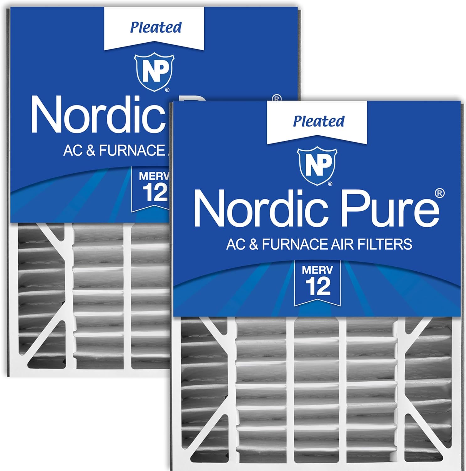 Nordic Pure 20x25x5 (Actual Size: 19 3/4 x 24 1/4 x 4 7/8) Air Bear Replacement 259112-102 MERV 12 Air Filters 2 Pack