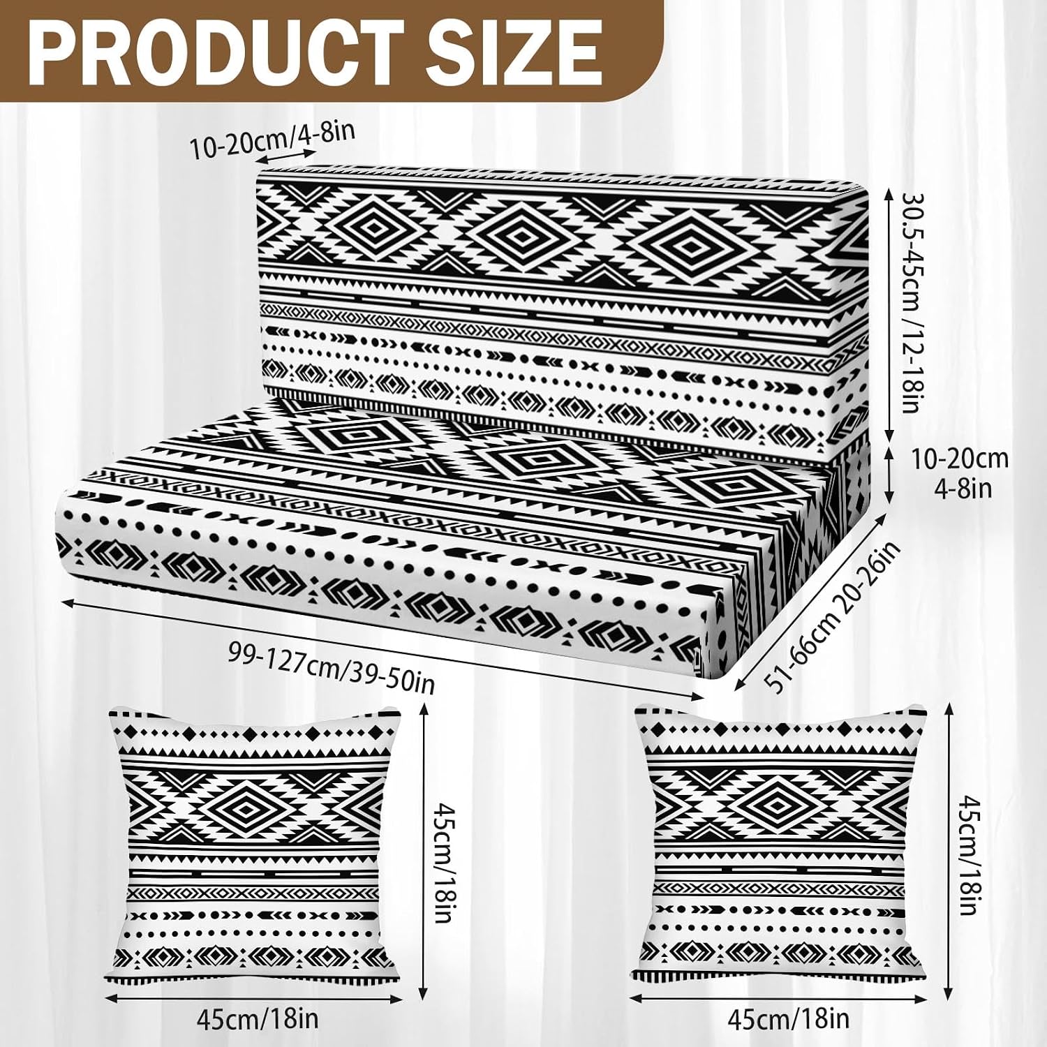 6 Pcs RV Dinette Cushion Covers Set Boho Geometric Aztec Camper Cushion Covers Western Replacement Washable RV Camping Seat Covers for Travel Trailer Motorhome Booth Dinette Camper Interior Decor