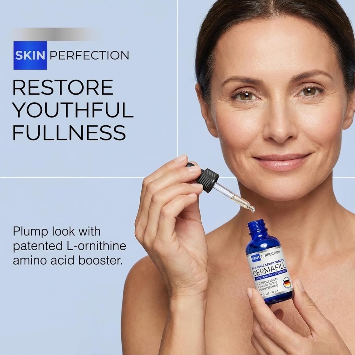 Skin Perfection Adipofill Wrinkle Filler - Anti Aging Serum with Patented L-ornithine Amino Acid for Plump Up Under-eye Hollowness & Nasolabial Lines - Diy Face Serum for Women Mix with Any Skincare