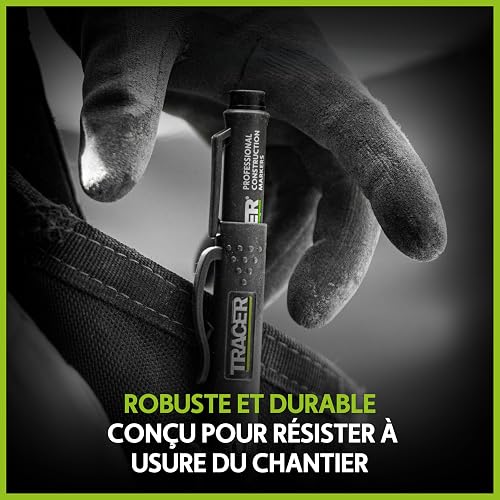 Tracer Clog-Free Black Construction Marker with Site Holster (All-Purpose Marker perfect for shiny and dusty surfaces.) - Black - 6